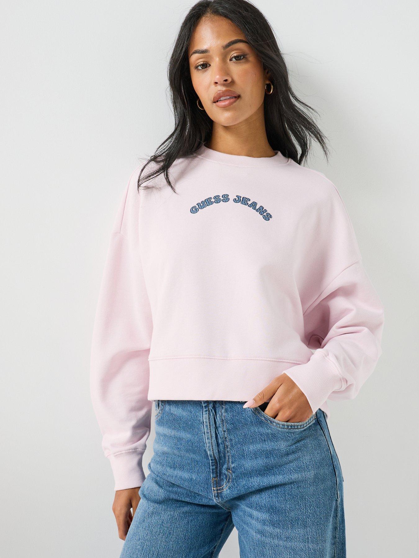 Guess Jeans GJ Drop Shoulder Cropped Sweatshirt - Pink