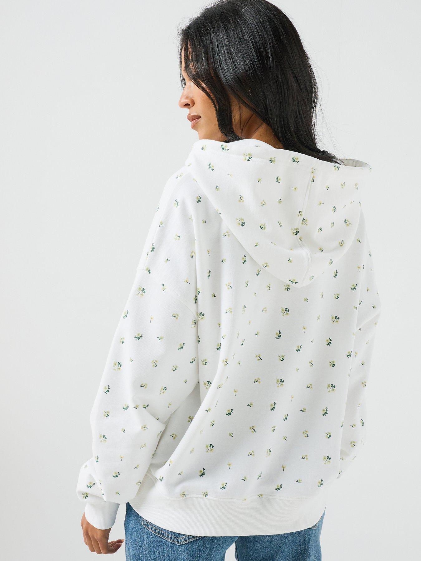 Image 2 of 6 of Guess Jeans Floral Printed Hoodie - White