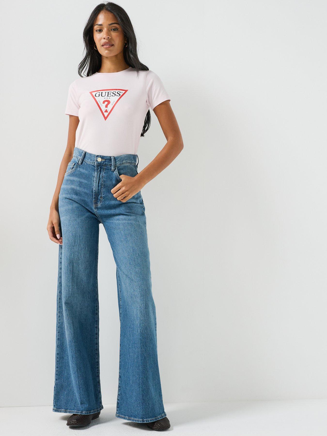 Image 3 of 5 of Guess Jeans Triangle Logo T-Shirt - White