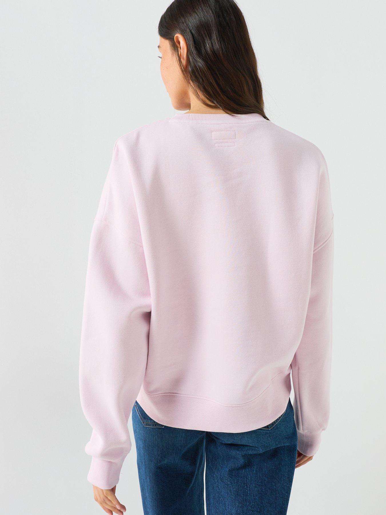 Image 2 of 5 of Guess Jeans Logo Triangle Crew Neck Sweatshirt - Pink