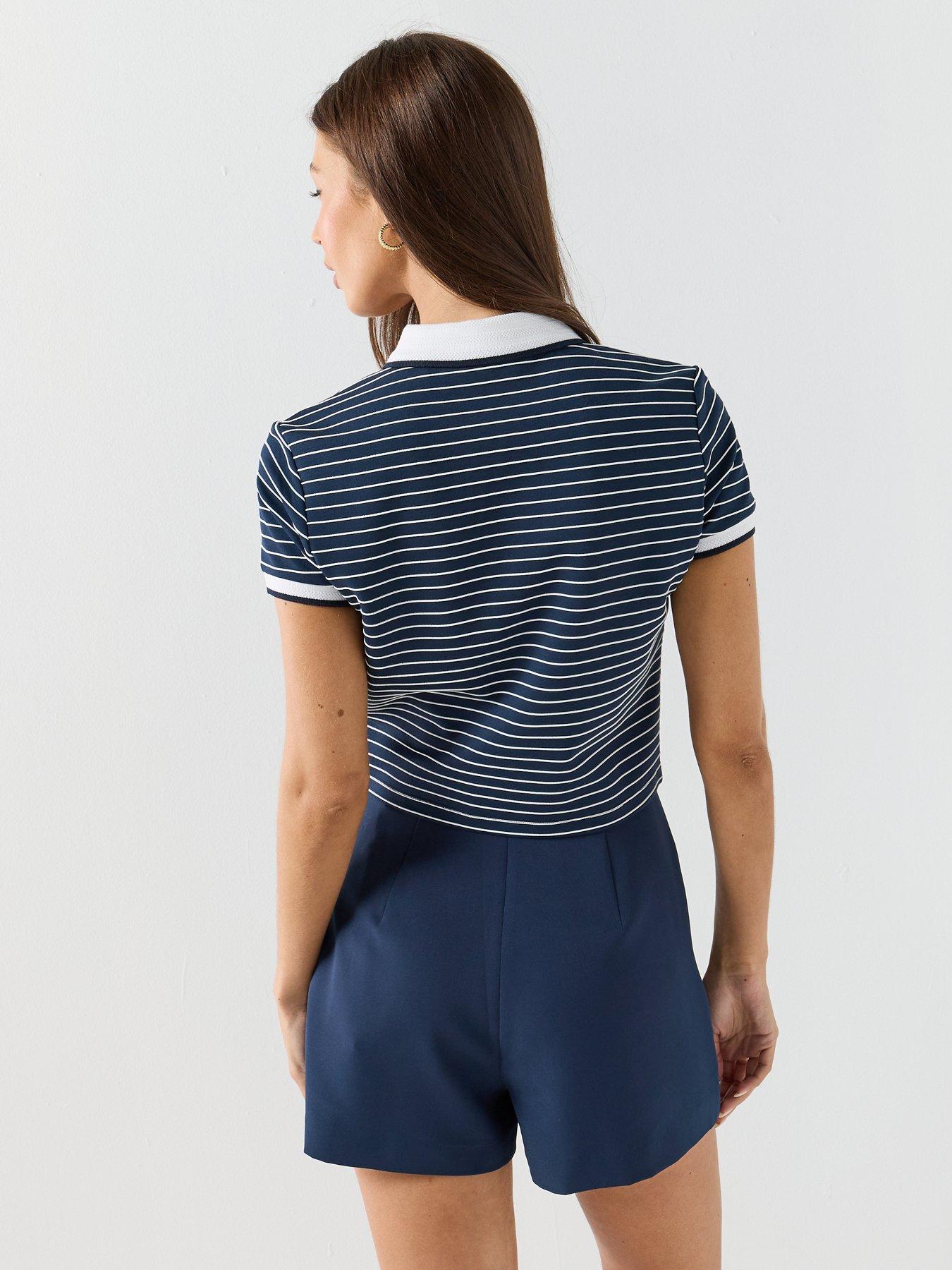 Image 2 of 5 of Guess Short Sleeve Striped Polo Top - Blue