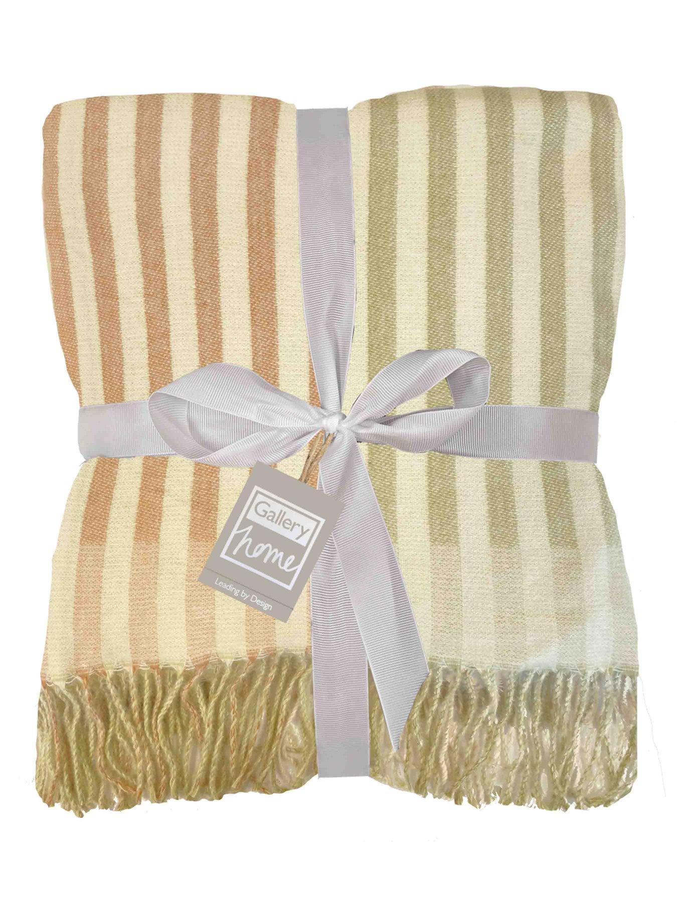 Gallery Direct Stripe Faux Cashmere 4 way ribbon  &  swing tag Throw