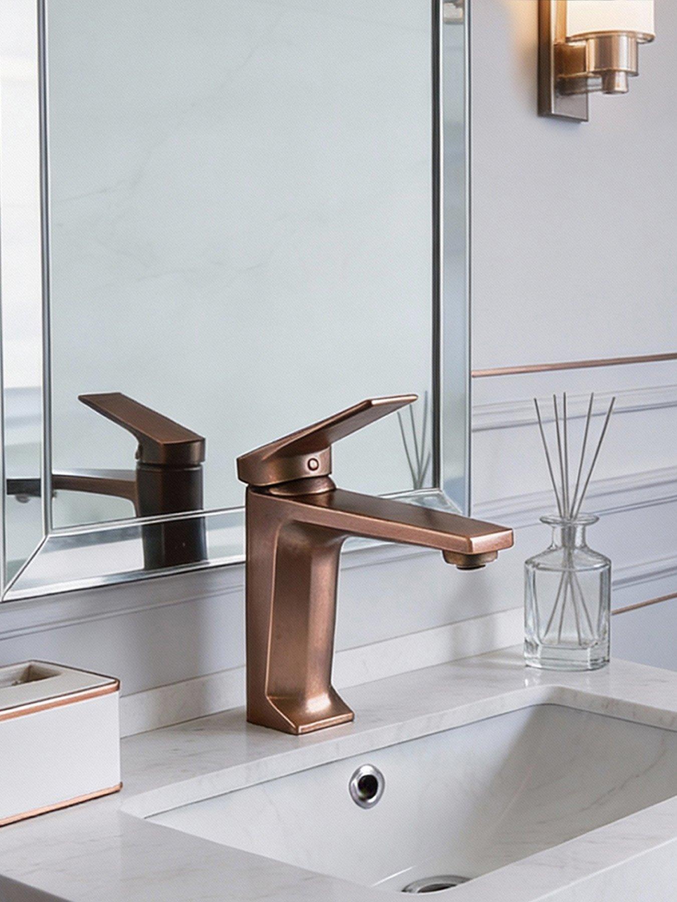 Living and Home Rose Gold Metal Basin Mixer Tap With Single Lever