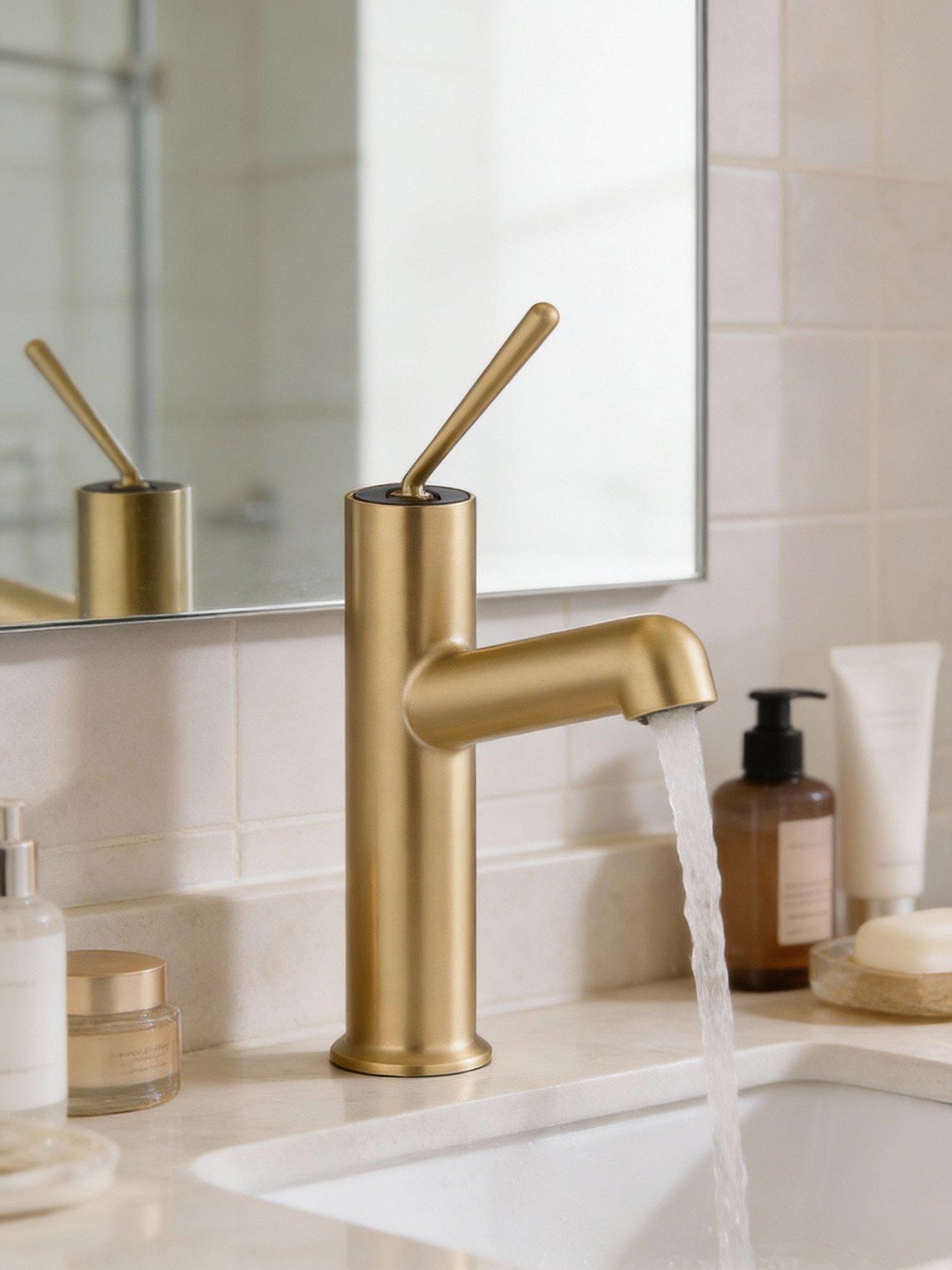 Living and Home Gold Metal Basin Mixer Tap With Zinc Alloy Handle