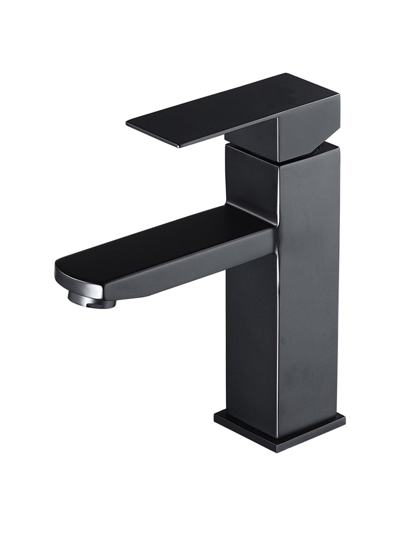 living-and-home-matte-black-single-handle-stainless-steel-bathroom-tap