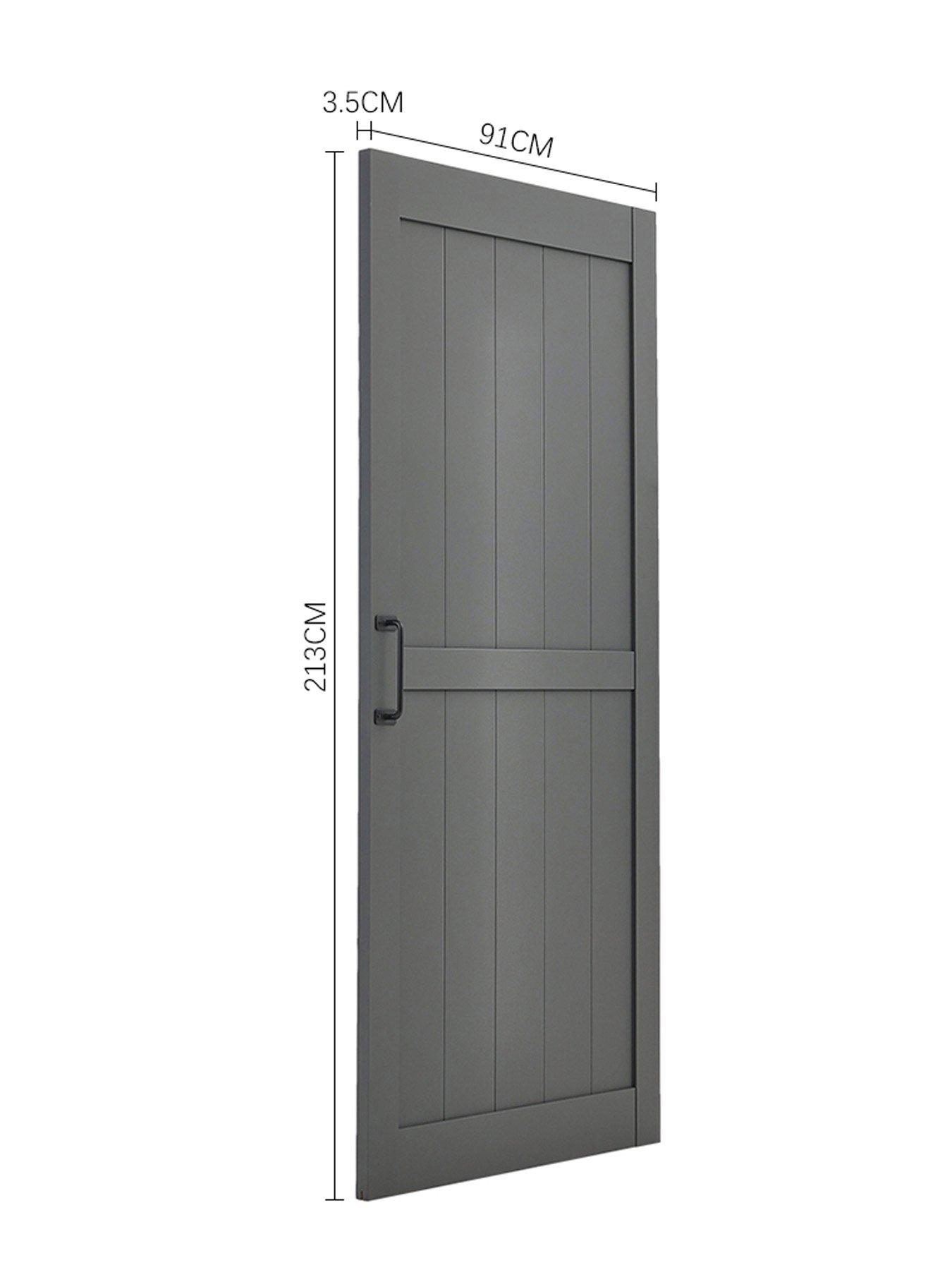 Image 6 of 7 of Living and Home Wooden Sliding Door Barn Door with 6ft Steel Hardware Kit