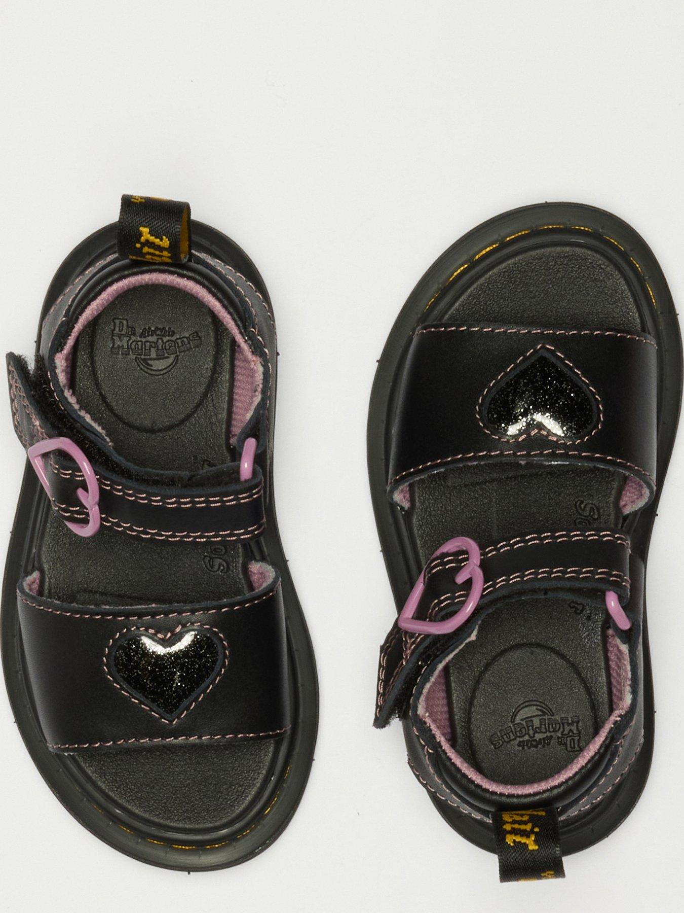 Image 4 of 7 of Dr Martens Toddler Marlowe Hearts Leather Sandal - Black