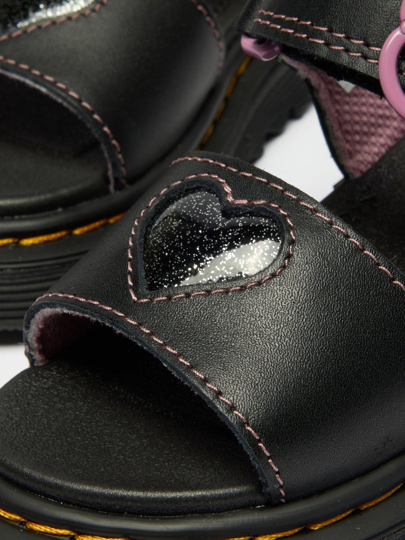 Image 7 of 7 of Dr Martens Toddler Marlowe Hearts Leather Sandal - Black