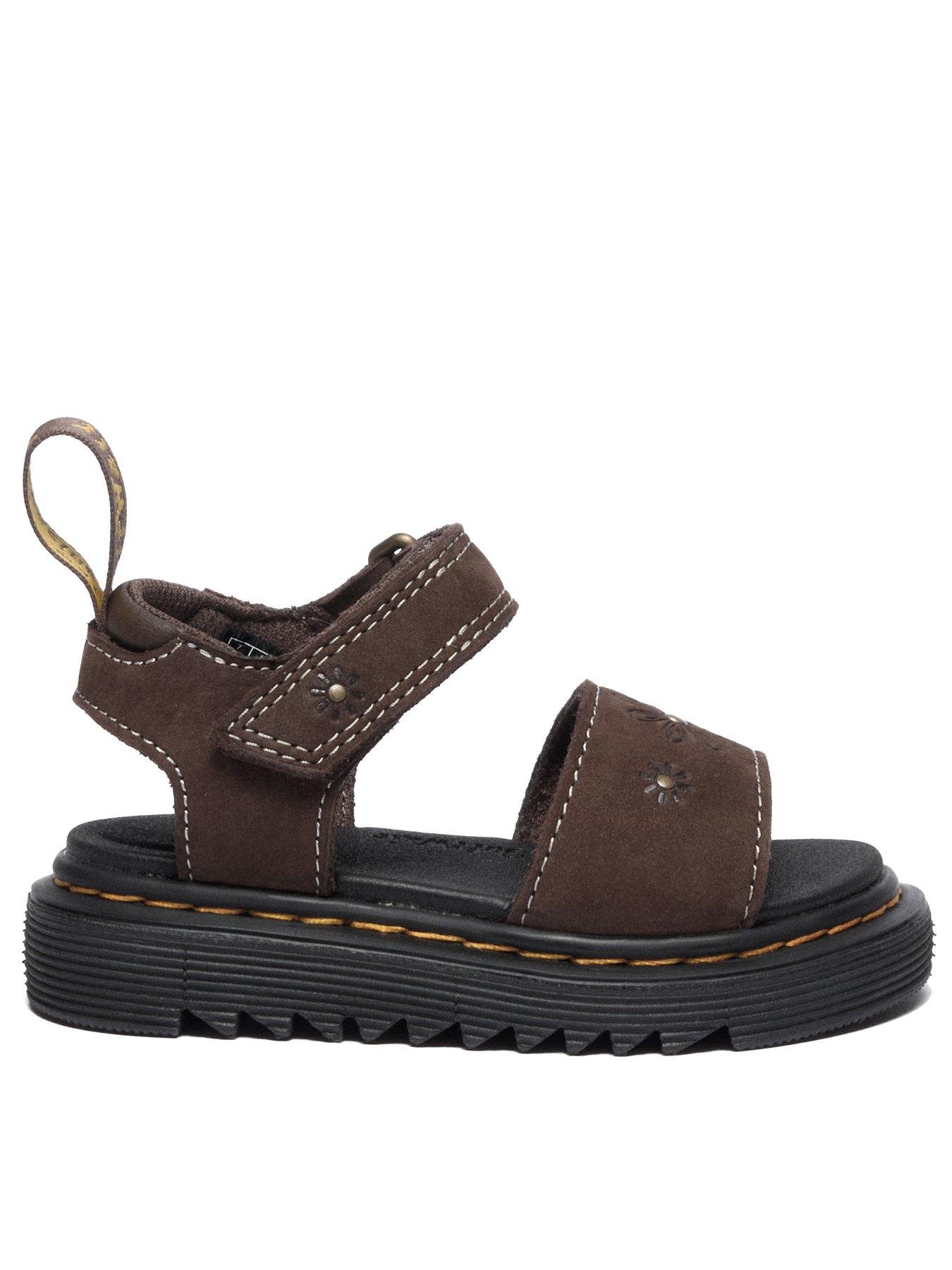 Dr Martens Youth Marlowe Flower Y Sandal Dark Brown Tumbled Nubuck