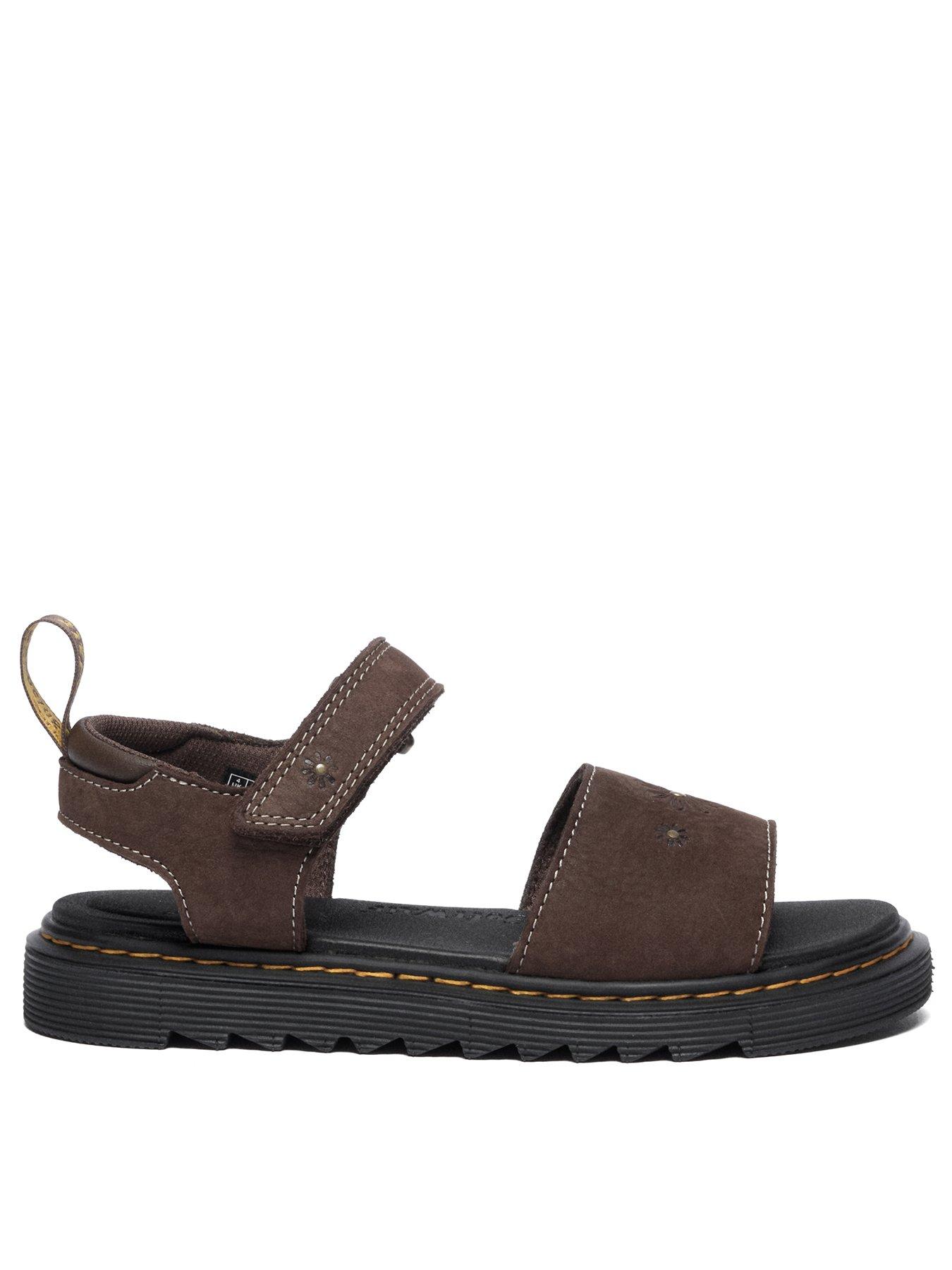 Dr Martens Youth Marlowe Flower Y Sandal Dark Brown Tumbled Nubuck