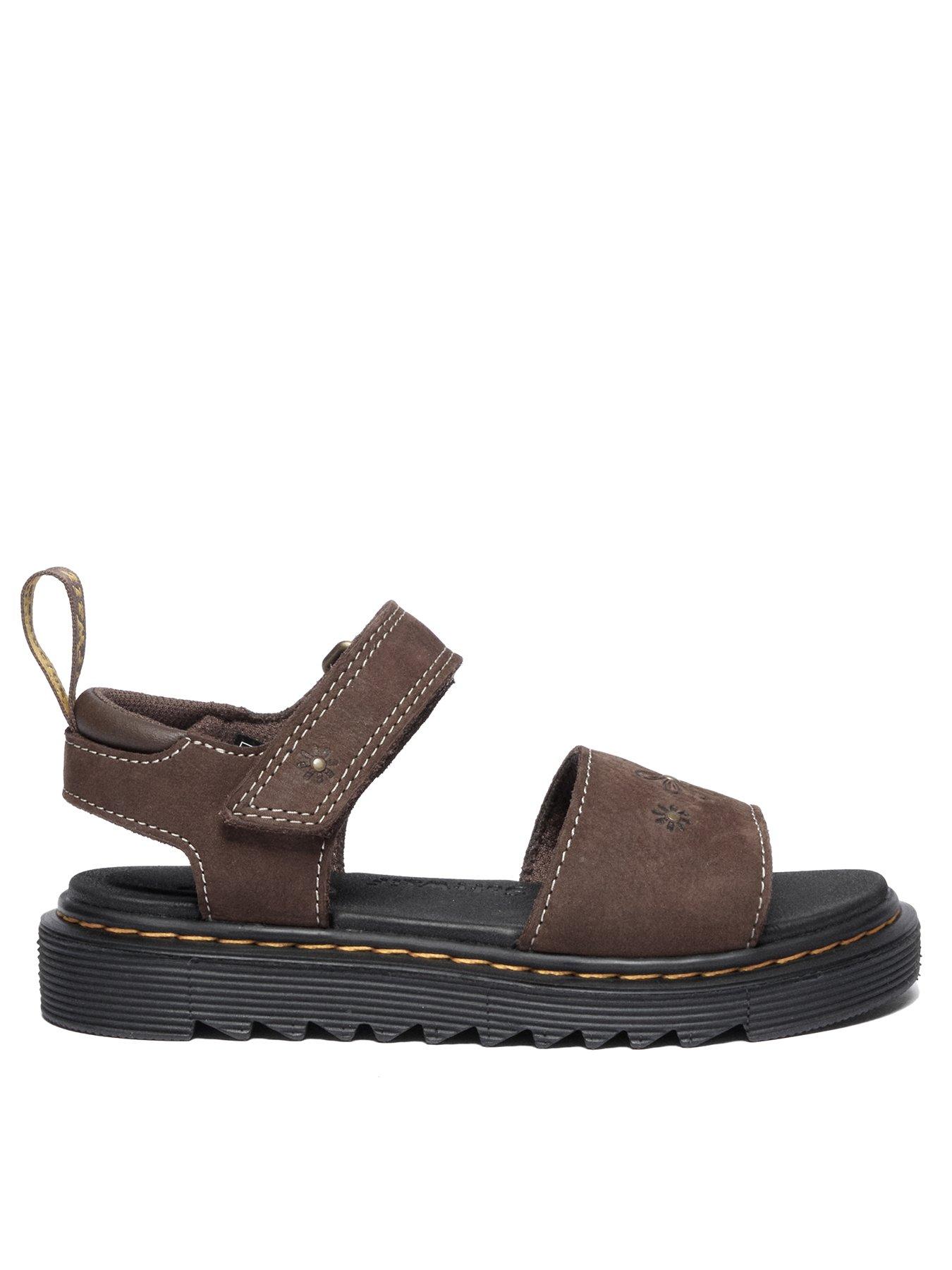 Dr Martens Junior Marlowe Flower J Sandal Dark Brown Tumbled Nubuck