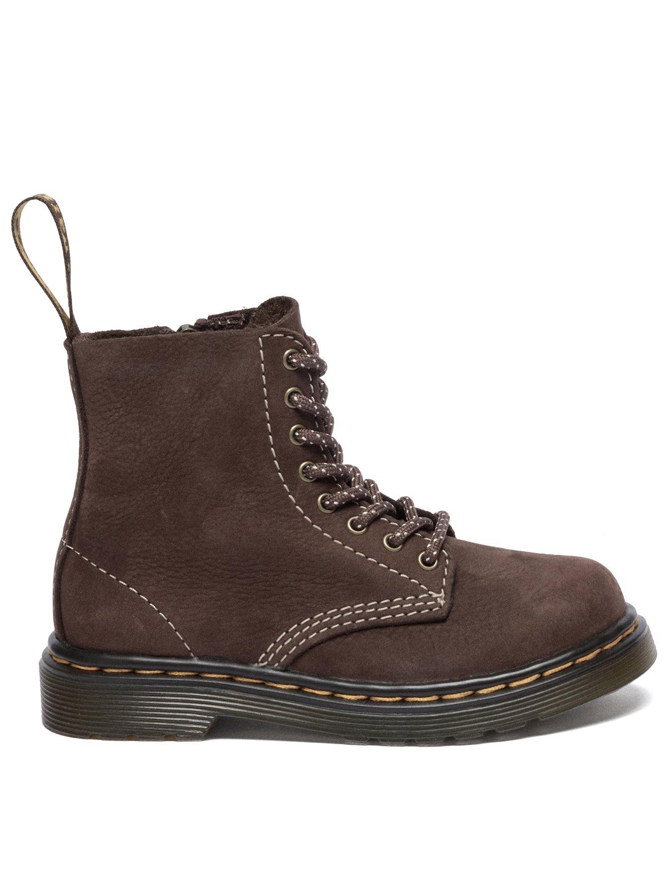 Dr Martens Toddler 1460 Pascal Tumbled Nubuck Lace-up Boot - Dark Brown