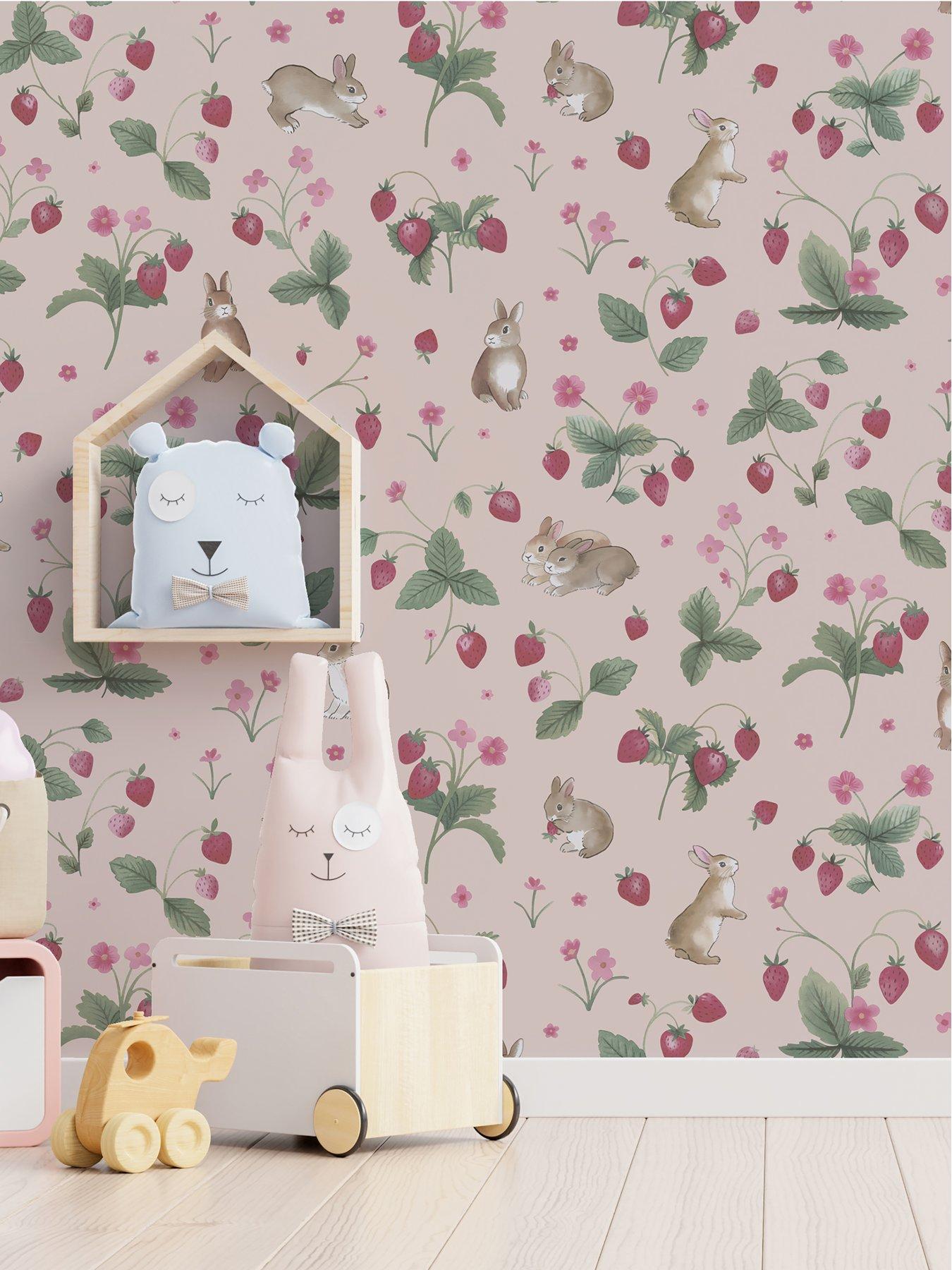 holden-decor-bunnies-berries-pink-wallpaperdetail