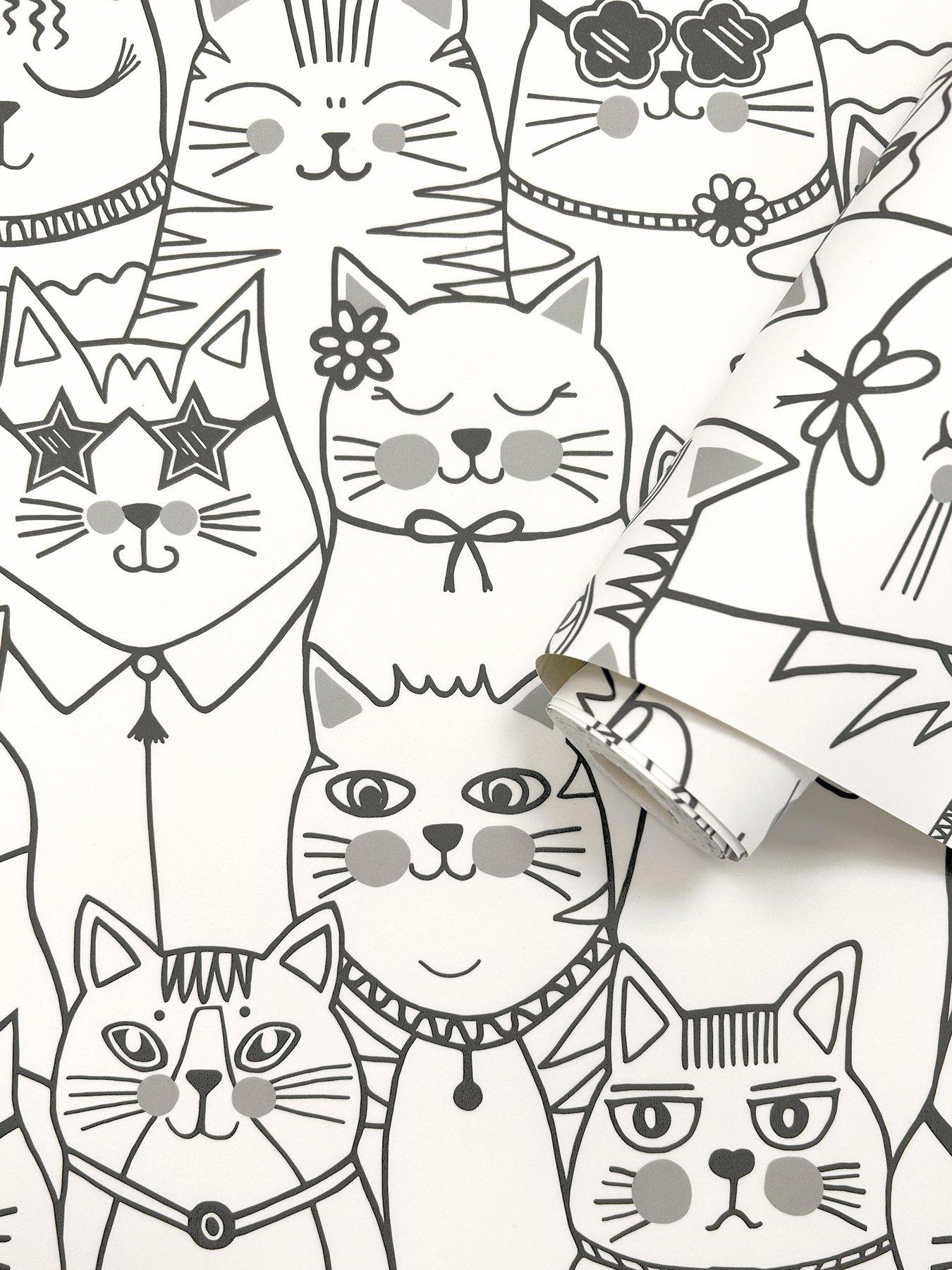 holden-decor-colour-me-cats-black-white-wallpaperdetail