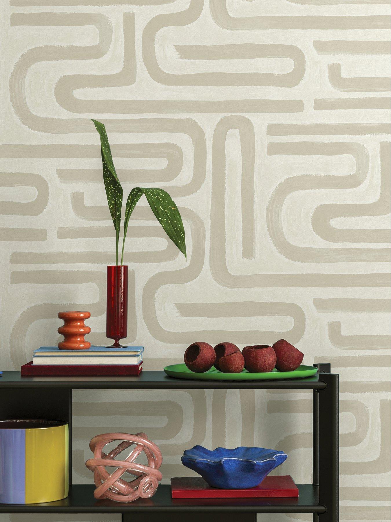 Image 4 of 6 of Holden Decor Brushed Geo Neutral Wallpaper