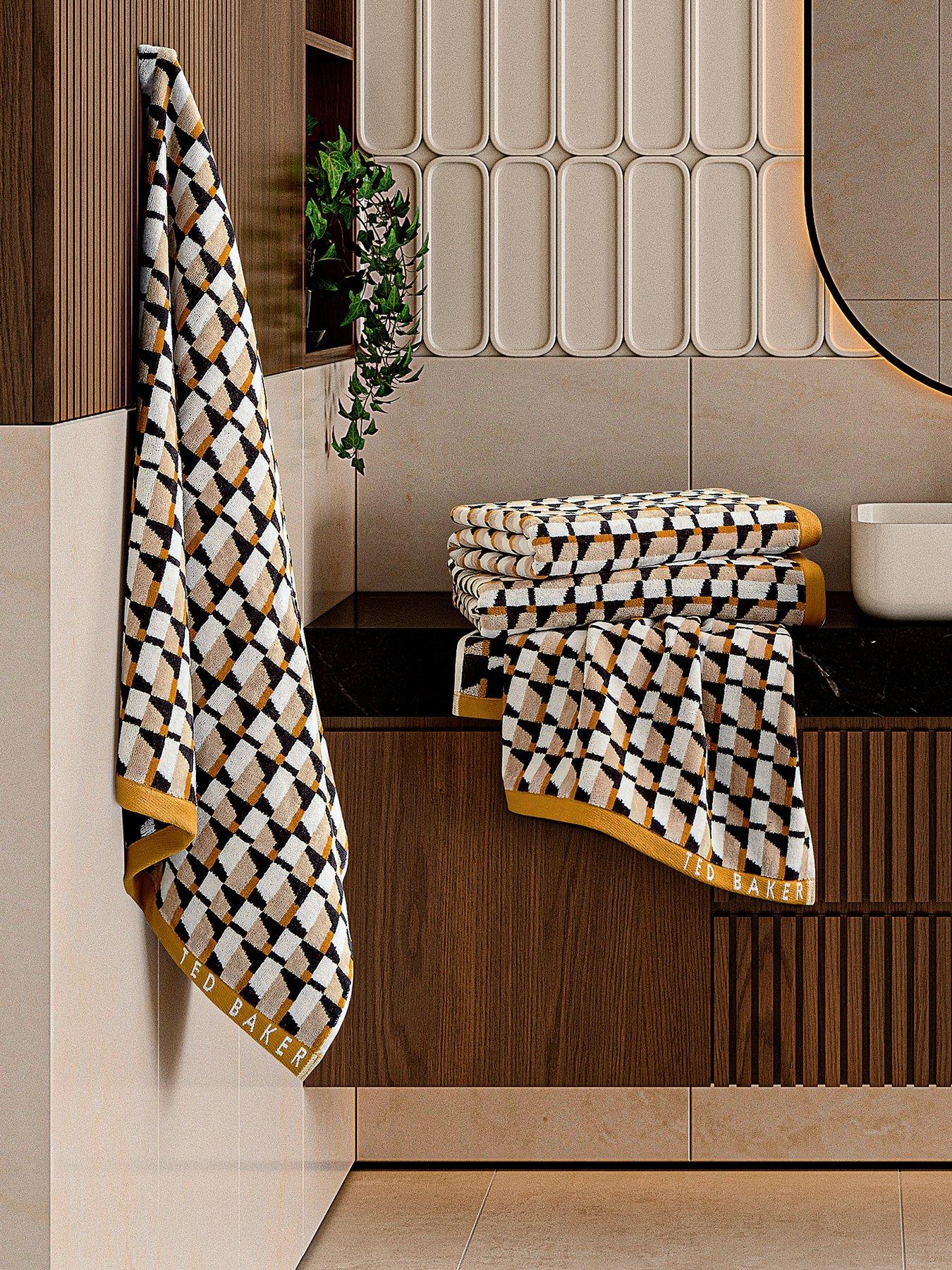 Image 1 of 3 of Ted Baker Rossi Geo Stripe Hand Towel Gold