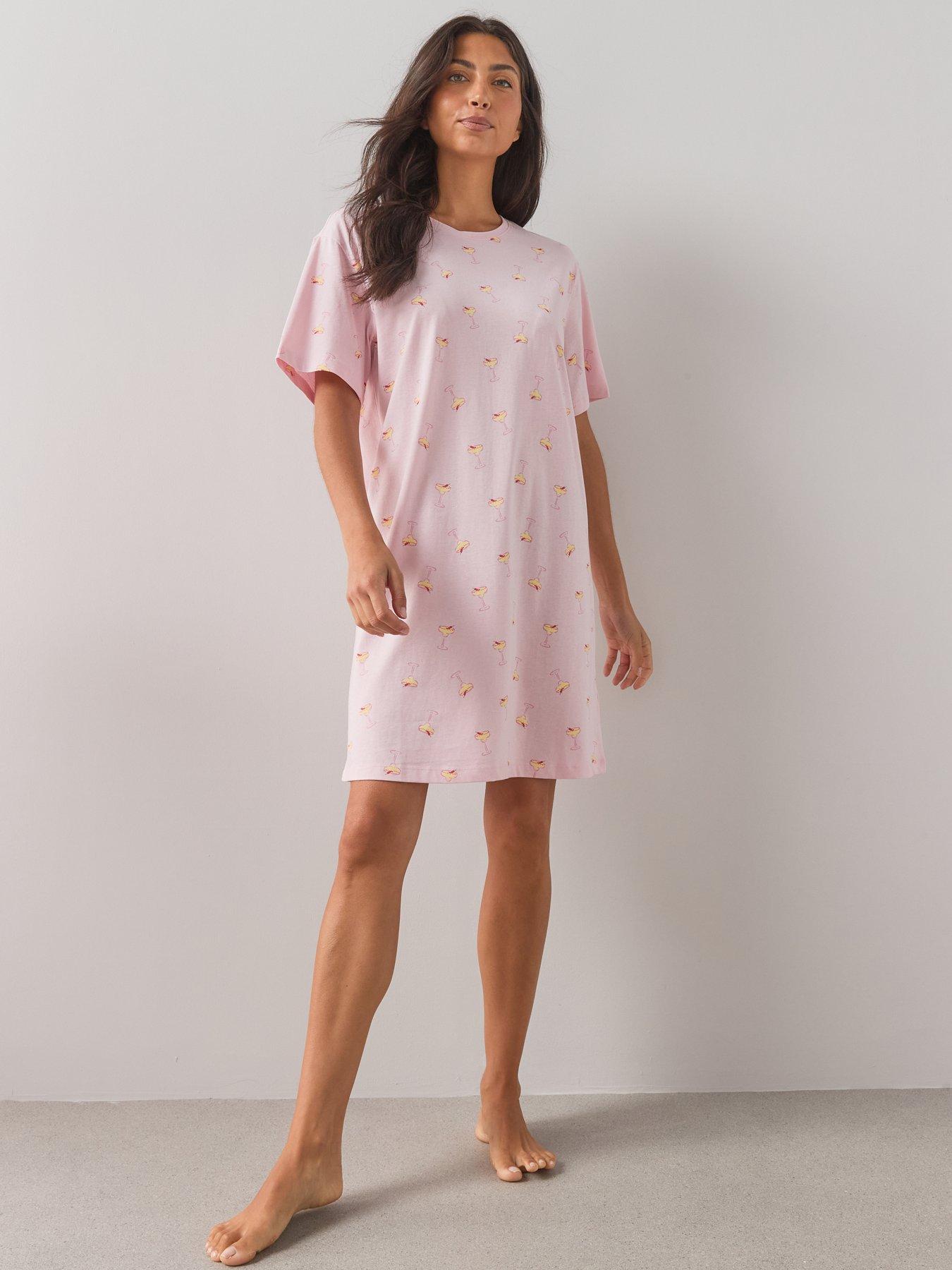Image 2 of 7 of The Very Collection 2 Pack Spicy Margarita Printed Nightdresses - Pink/Cream