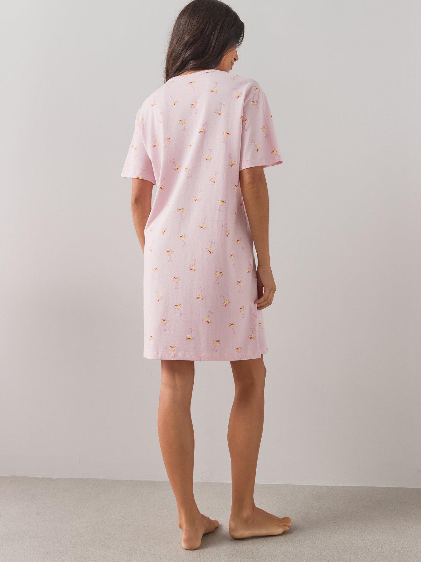 Image 3 of 7 of The Very Collection 2 Pack Spicy Margarita Printed Nightdresses - Pink/Cream