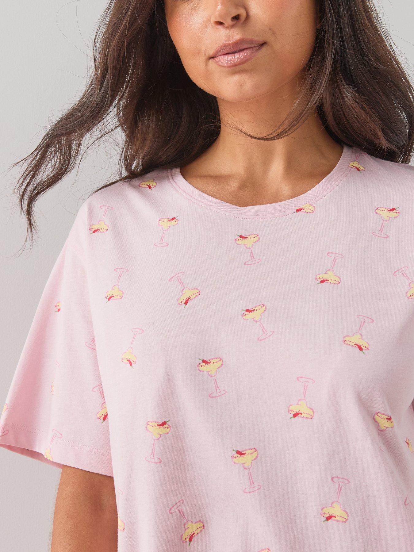 Image 5 of 7 of The Very Collection 2 Pack Spicy Margarita Printed Nightdresses - Pink/Cream