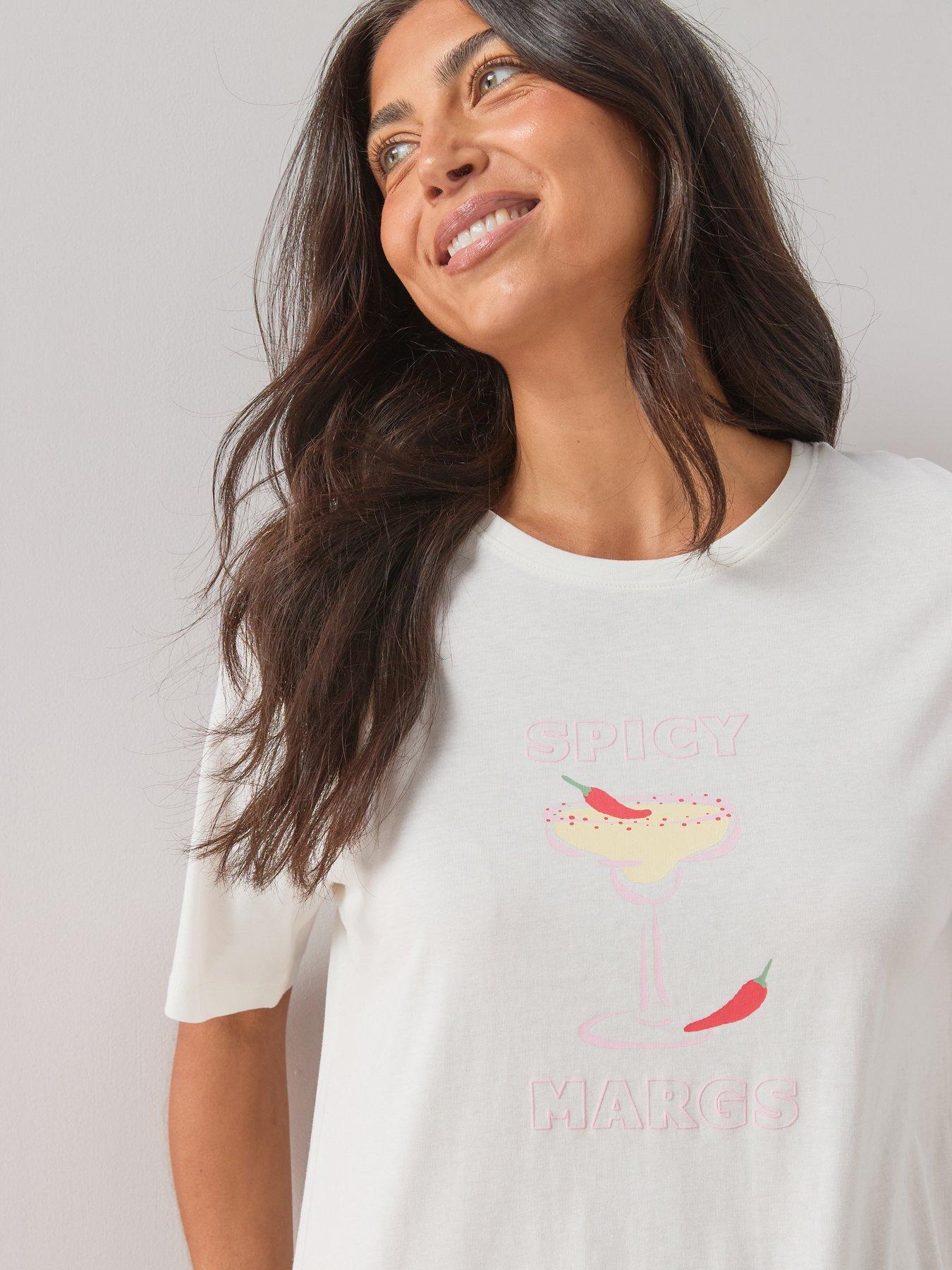 Image 7 of 7 of The Very Collection 2 Pack Spicy Margarita Printed Nightdresses - Pink/Cream