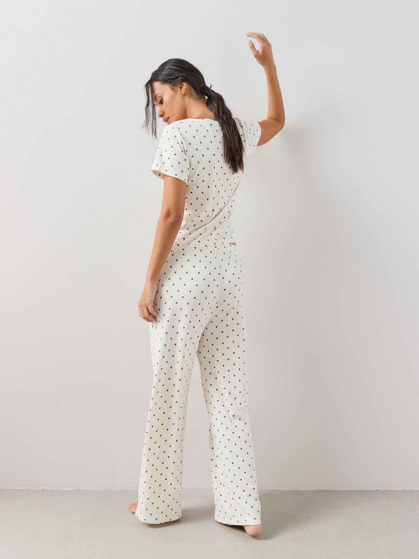 Image 2 of 7 of The Very Collection Soft Touch Polka Dot Pyjama Set - White