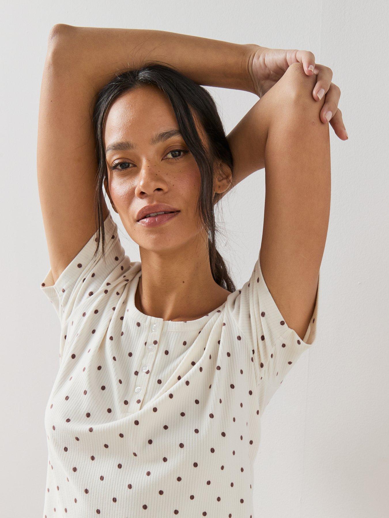 Image 5 of 7 of The Very Collection Soft Touch Polka Dot Pyjama Set - White
