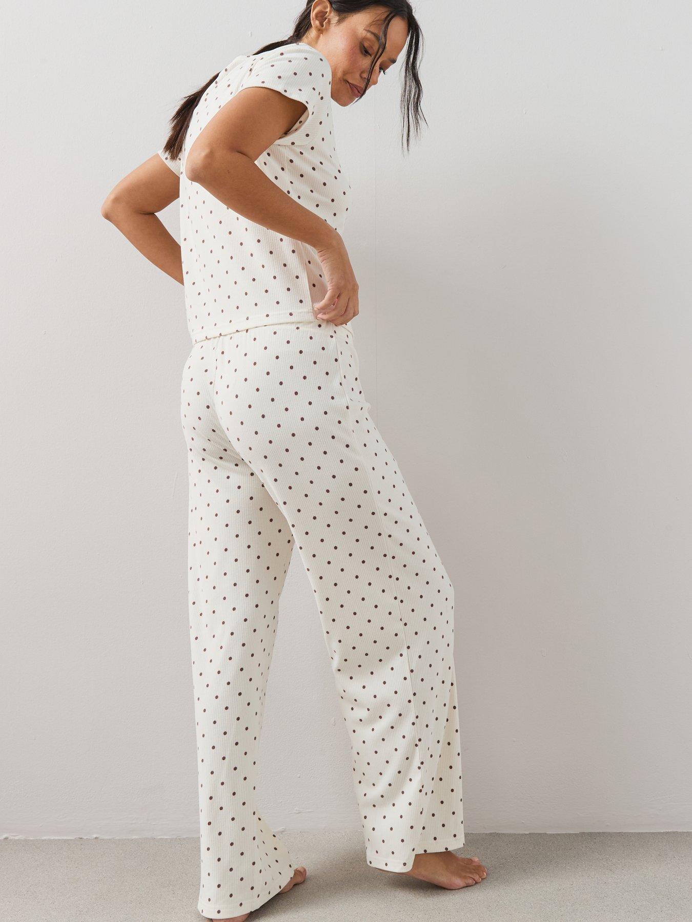 Image 6 of 7 of The Very Collection Soft Touch Polka Dot Pyjama Set - White