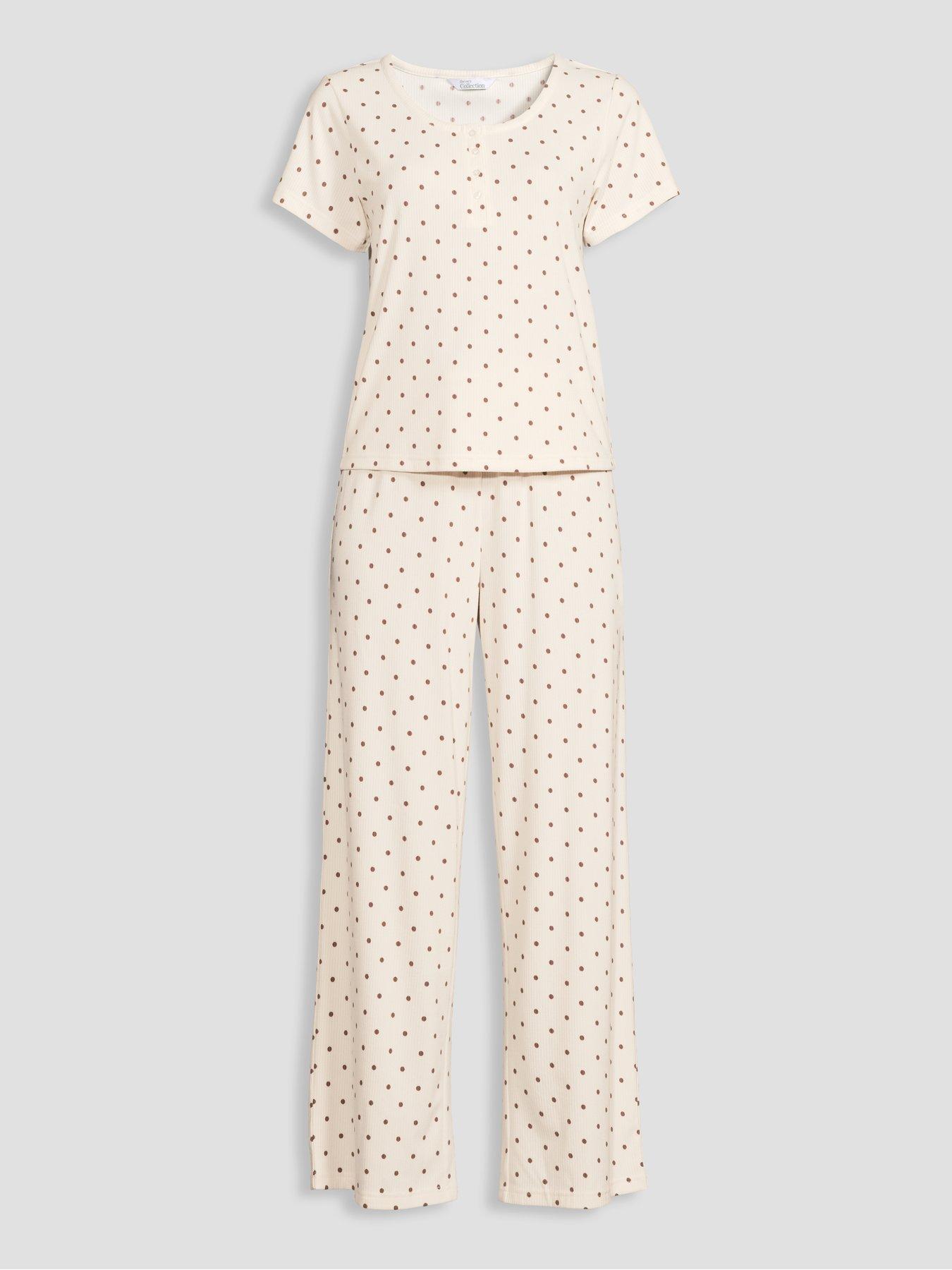 Image 7 of 7 of The Very Collection Soft Touch Polka Dot Pyjama Set - White