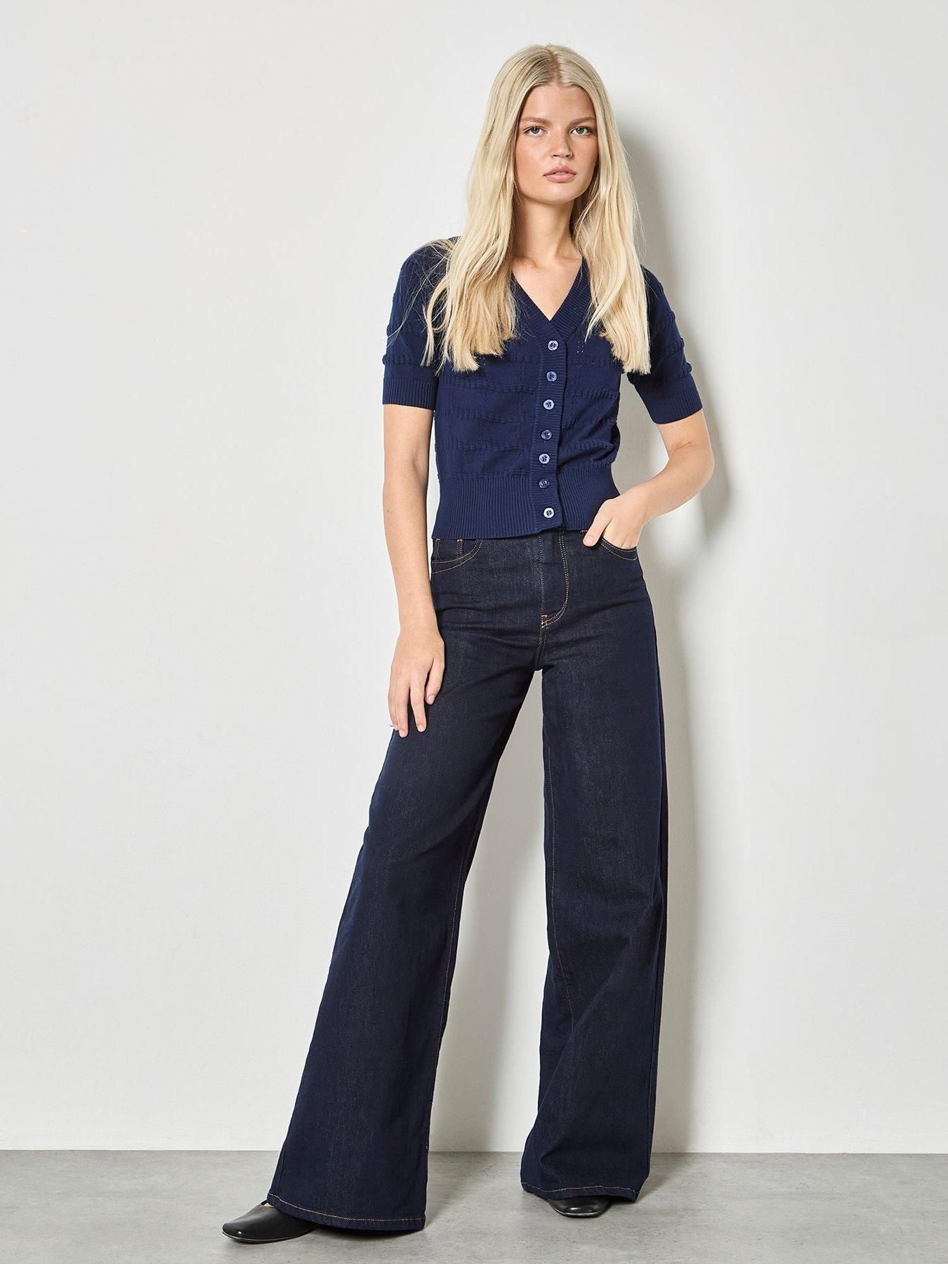 Image 3 of 4 of Apricot Short Sleeve Knitted Cardigan - Blue