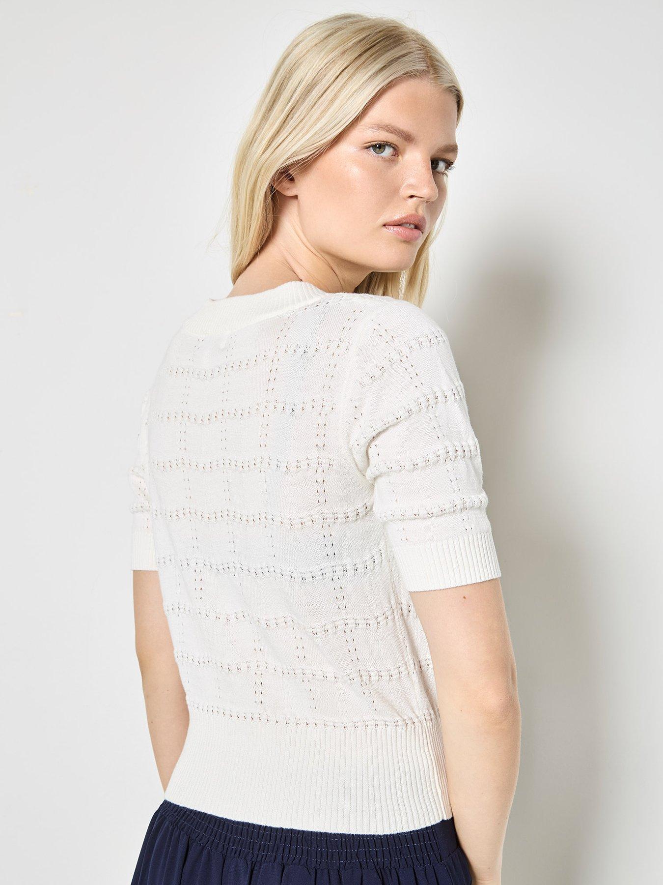 apricot-short-sleeve-knitted-cardigan-whitestillFront