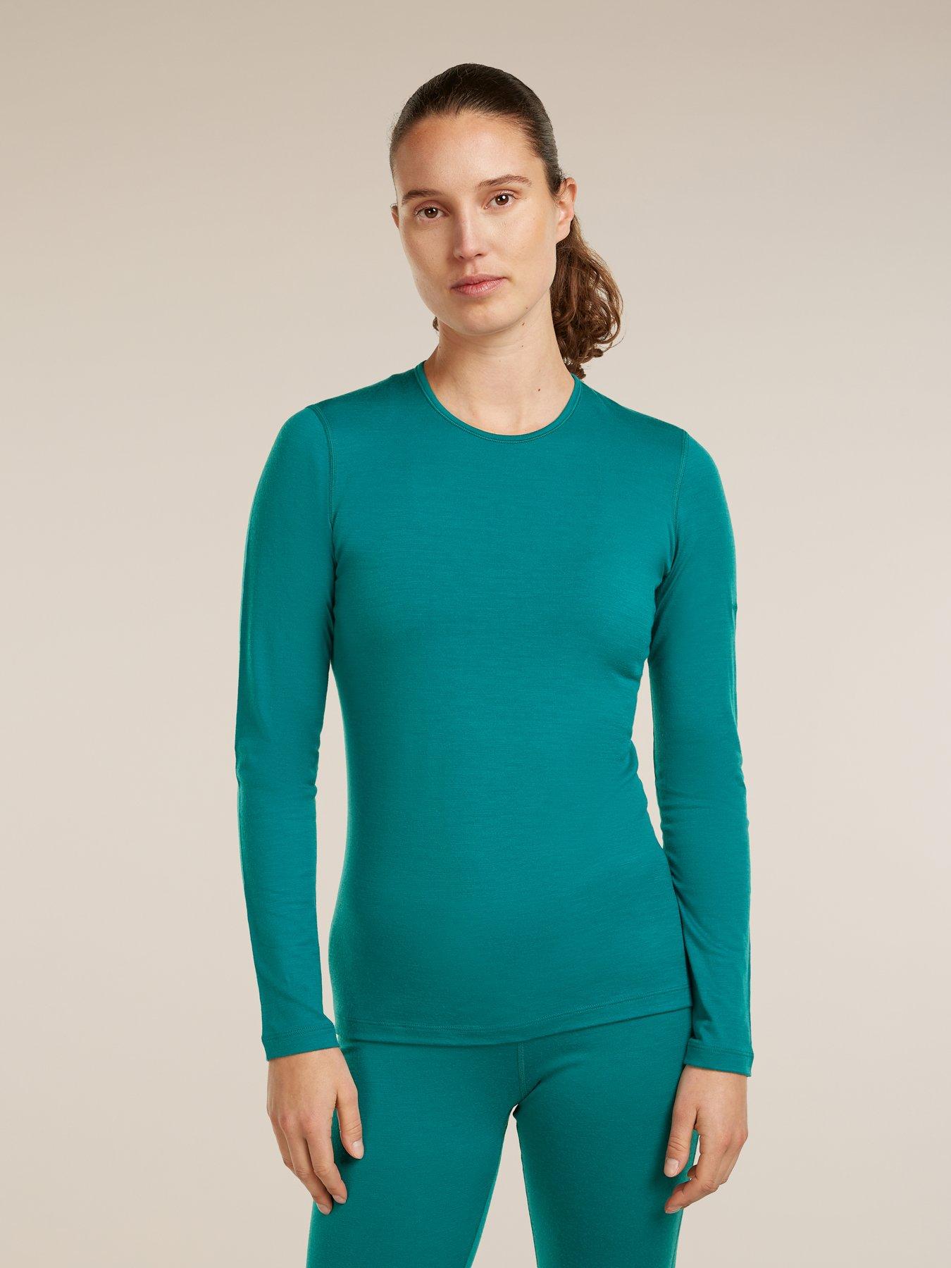 Icebreaker Womens 200 Oasis Long Sleeve Crew Top - Green