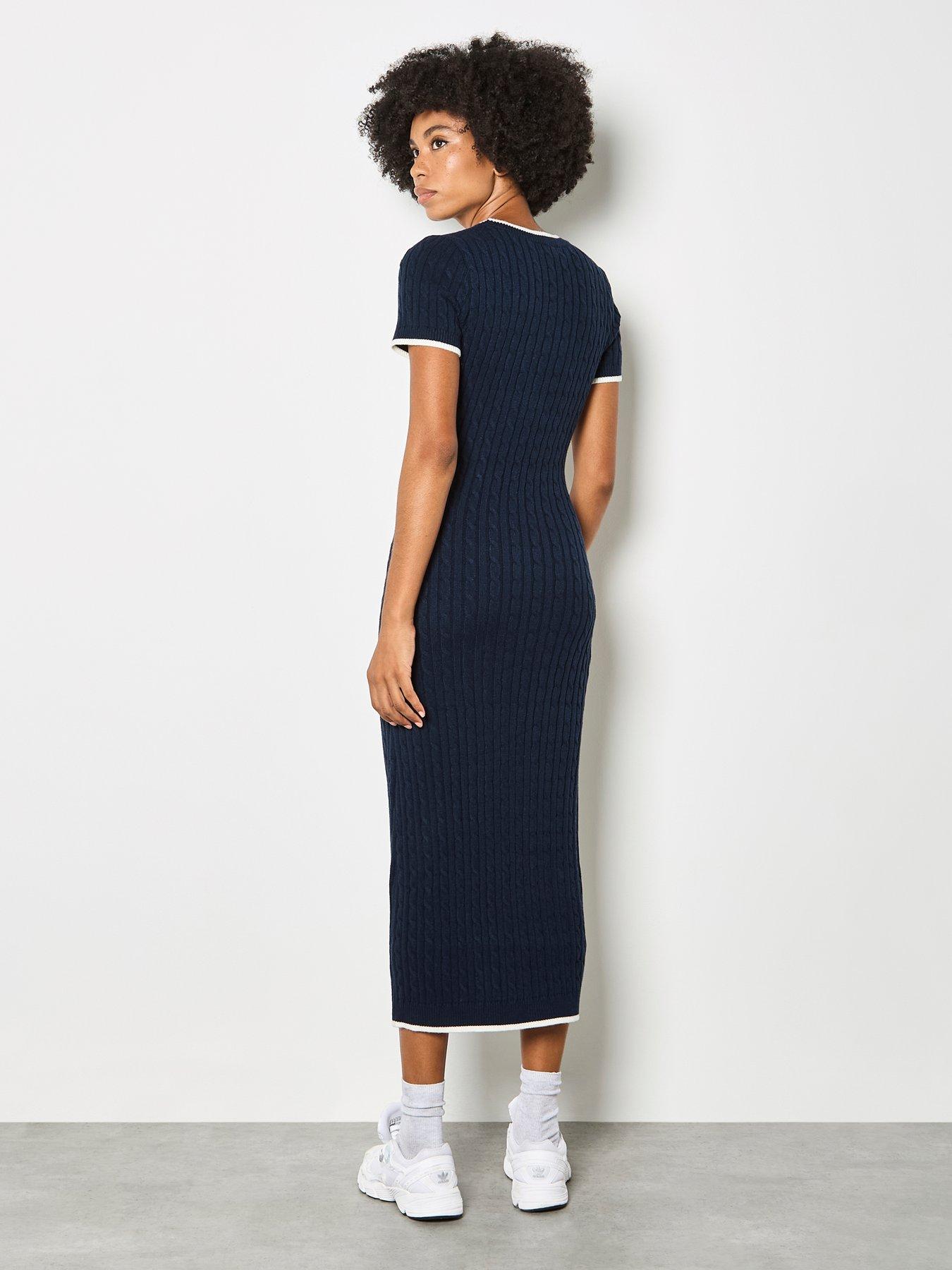 apricot-cable-knit-contrast-trim-midi-dress-bluestillFront