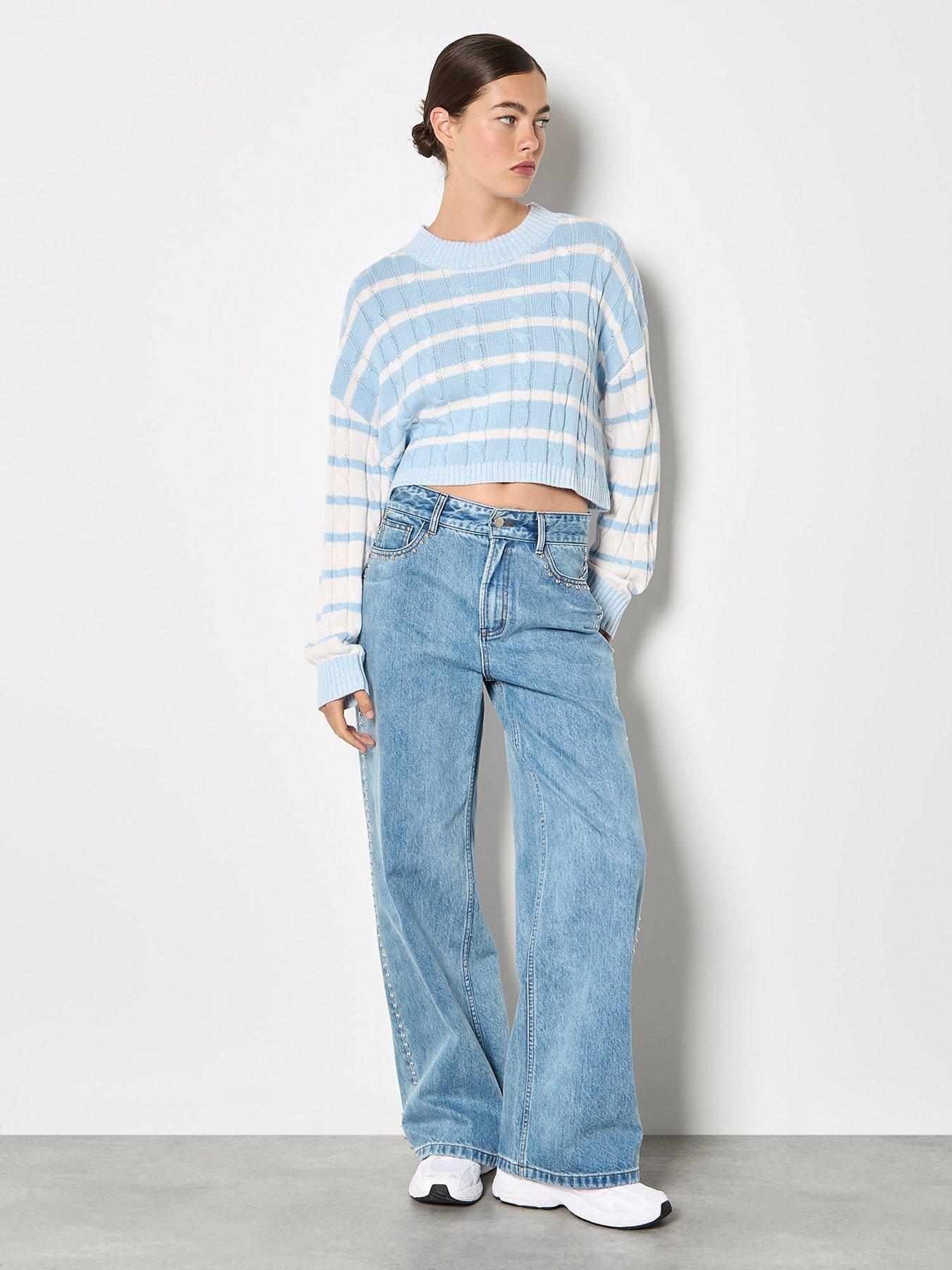 Image 3 of 4 of Apricot Apricot Stripe Contrast Slv Jumper