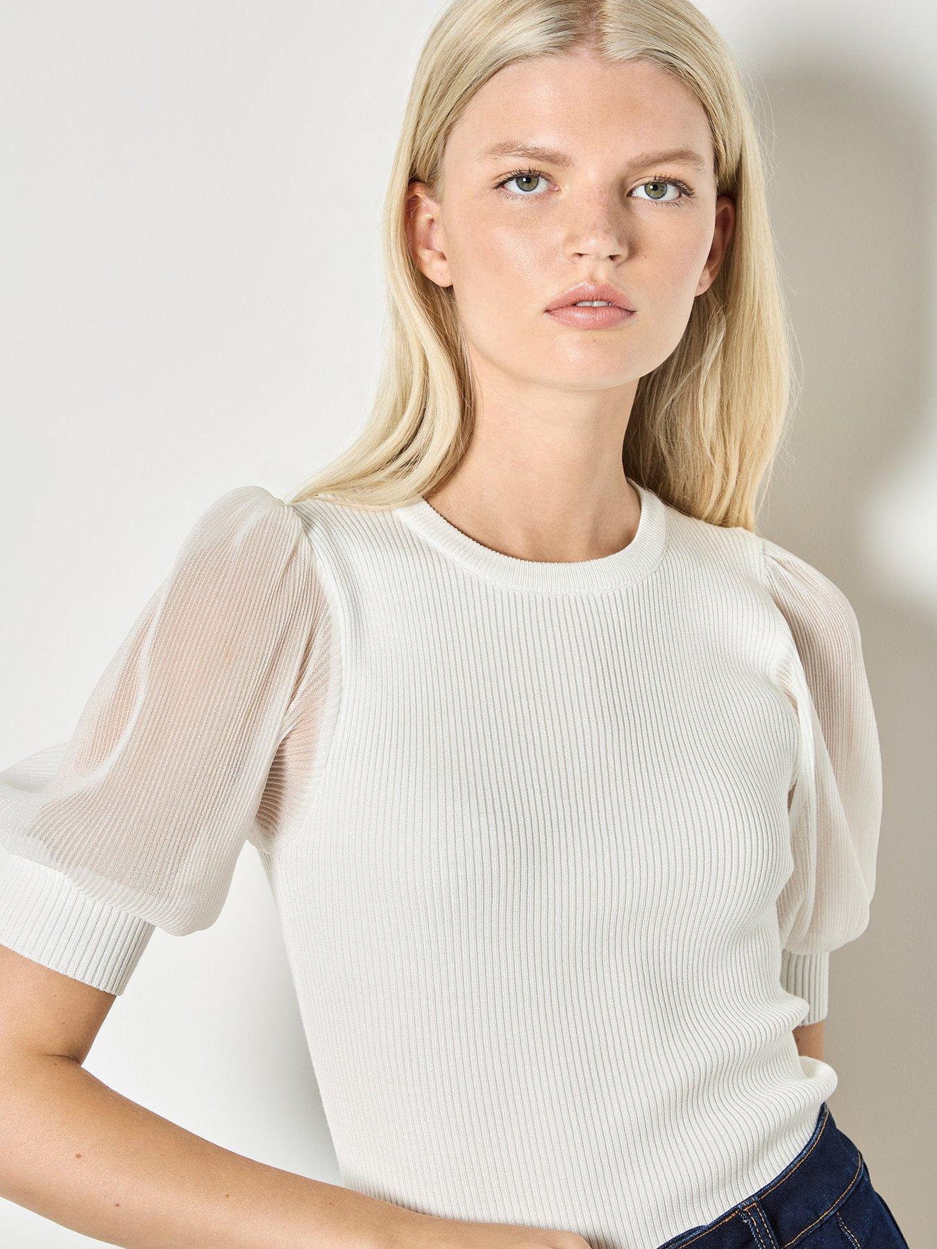 apricot-plisse-short-sleeve-ribbed-knit-top-whiteoutfit