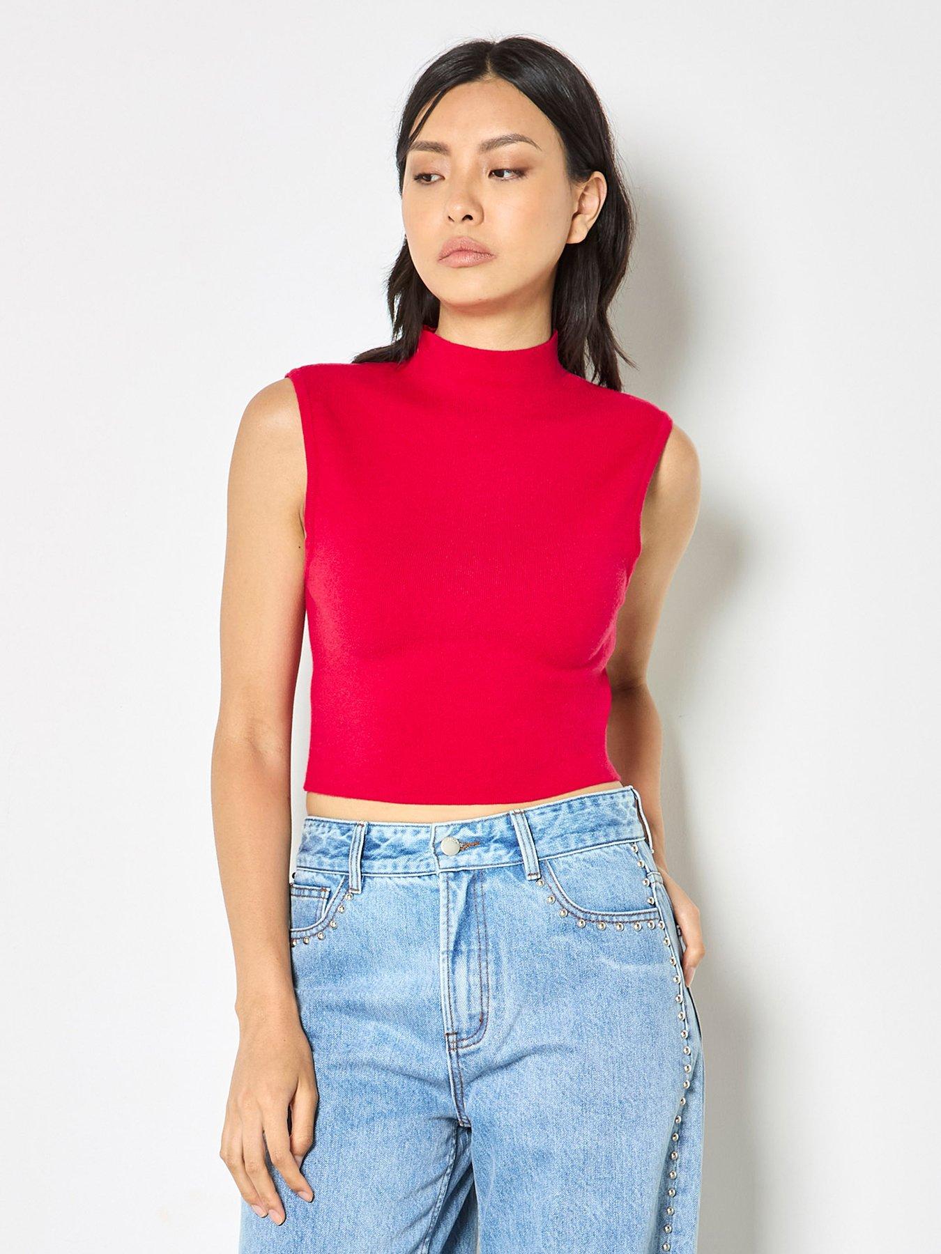 apricot-high-neck-knitted-crop-top-redfront