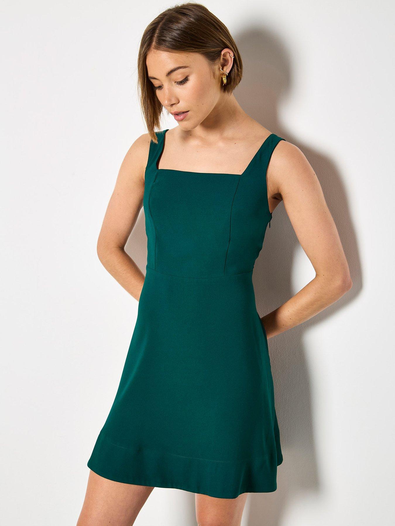 apricot-fit-and-flare-mini-dress-greenfront