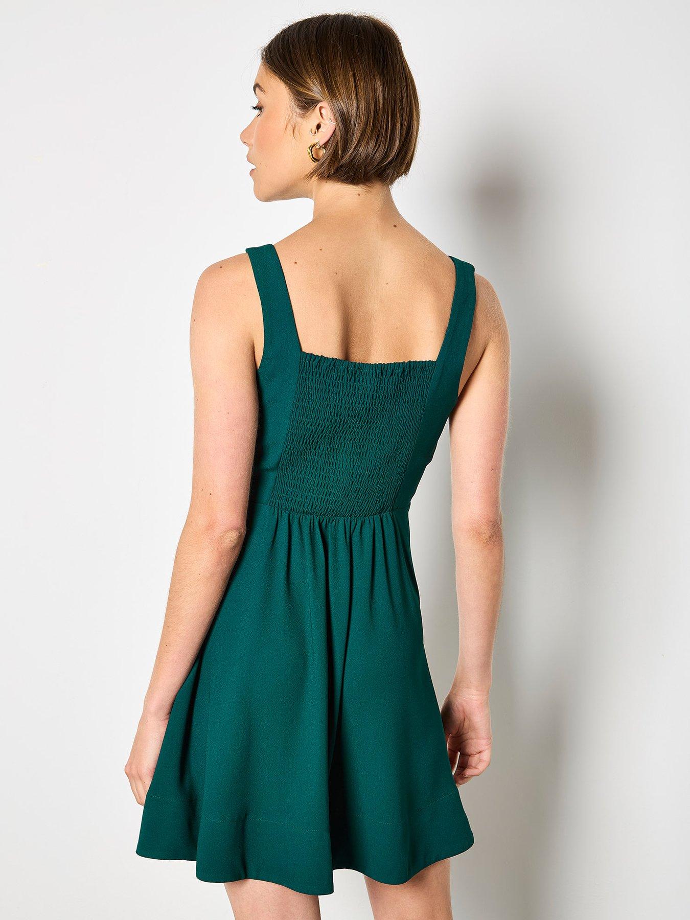 apricot-fit-and-flare-mini-dress-greenstillFront