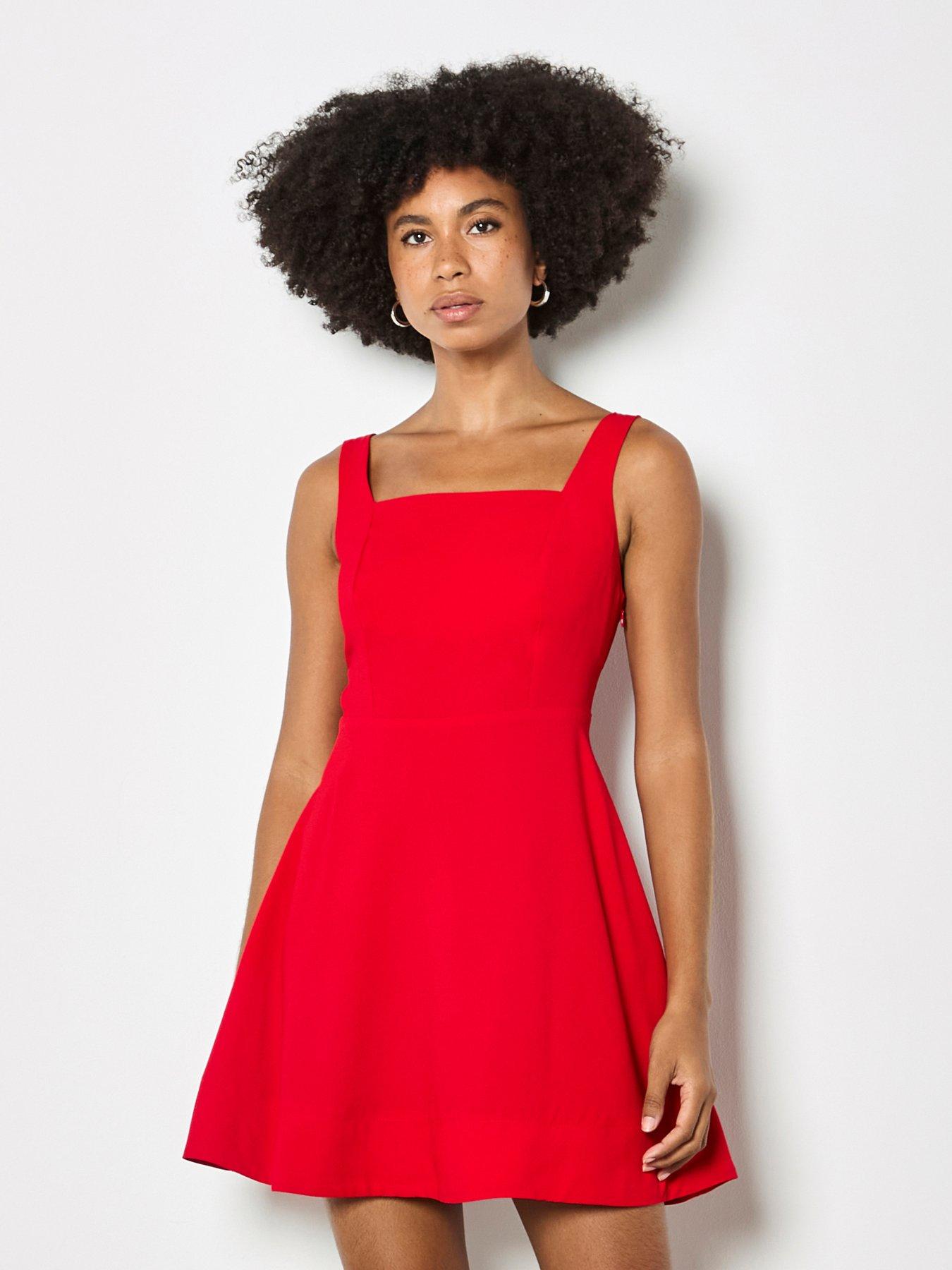 apricot-fit-and-flare-mini-dress-redfront