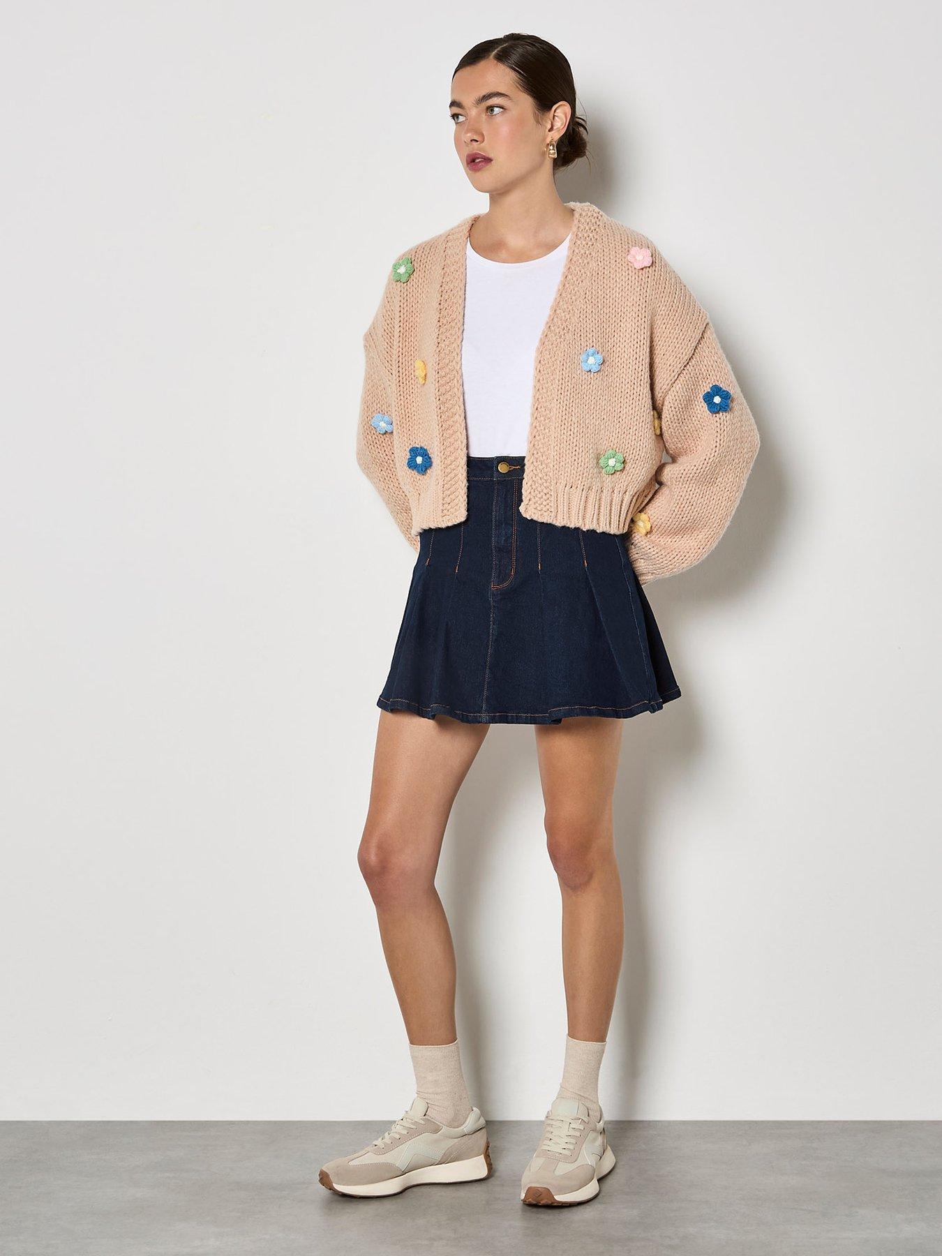apricot-apricot-denim-pleated-mini-skirtback
