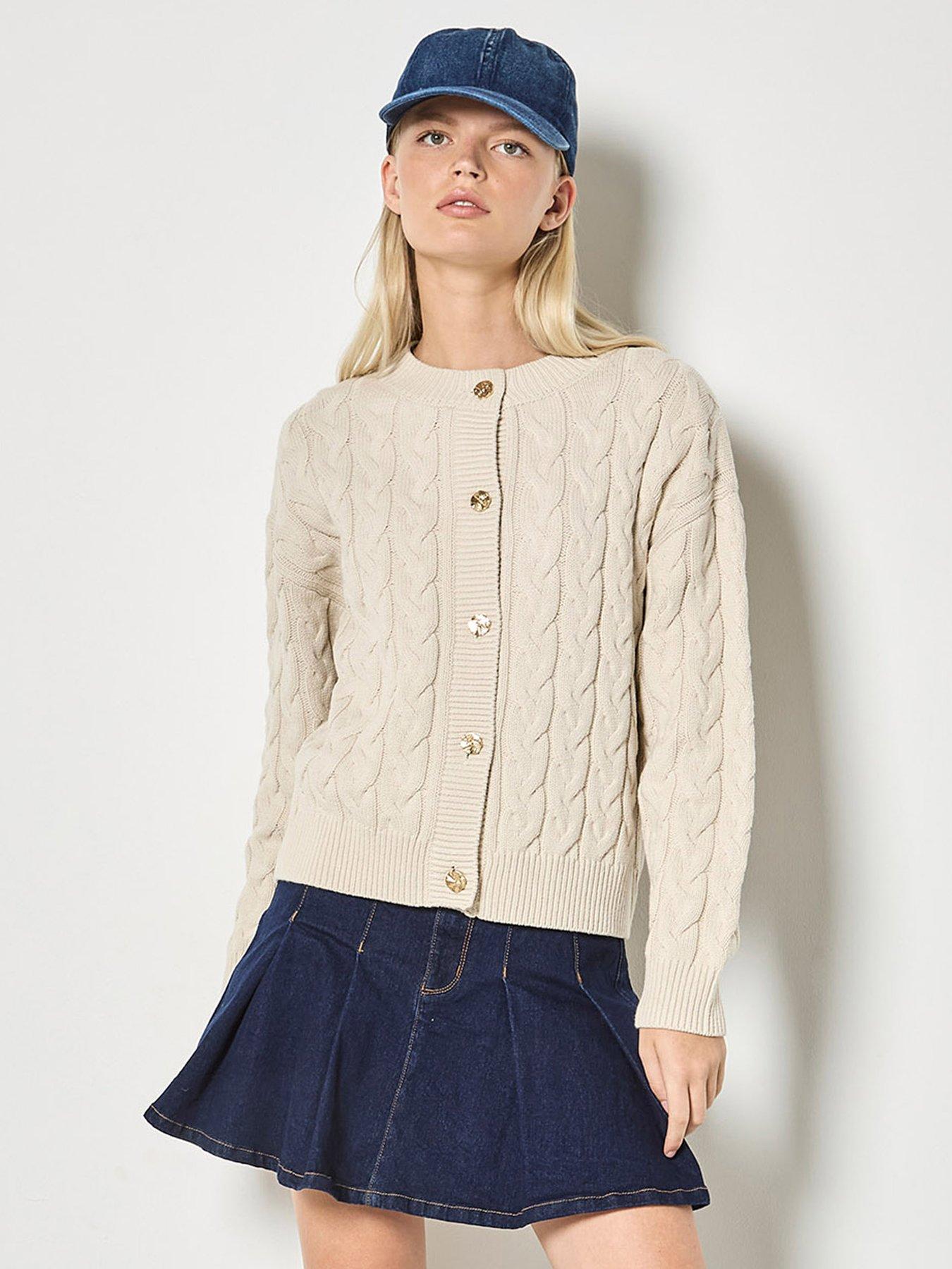 apricot-apricot-metal-button-cable-knit-cardiganfront