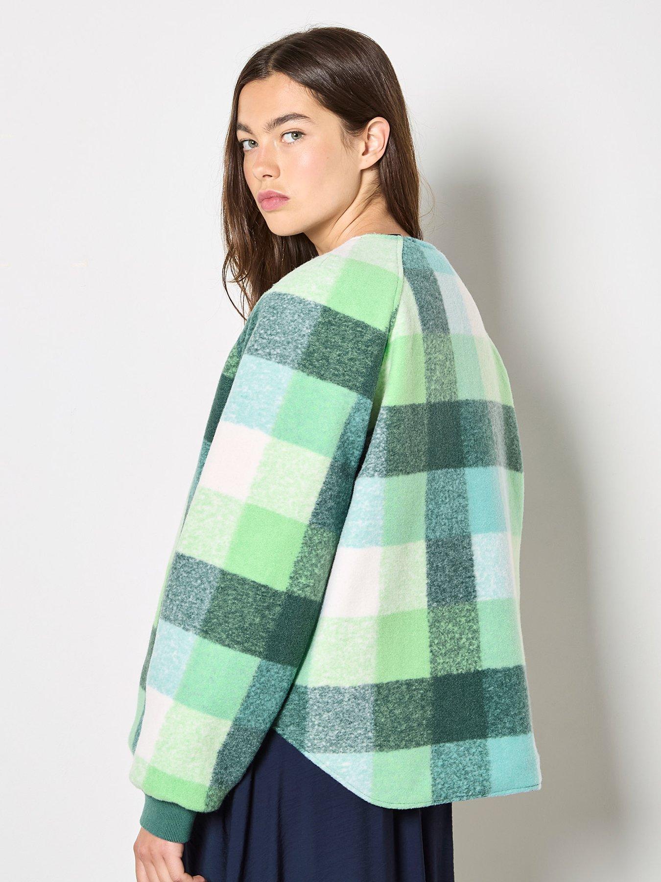 apricot-check-fleece-reversible-quilted-jacket-greendetail
