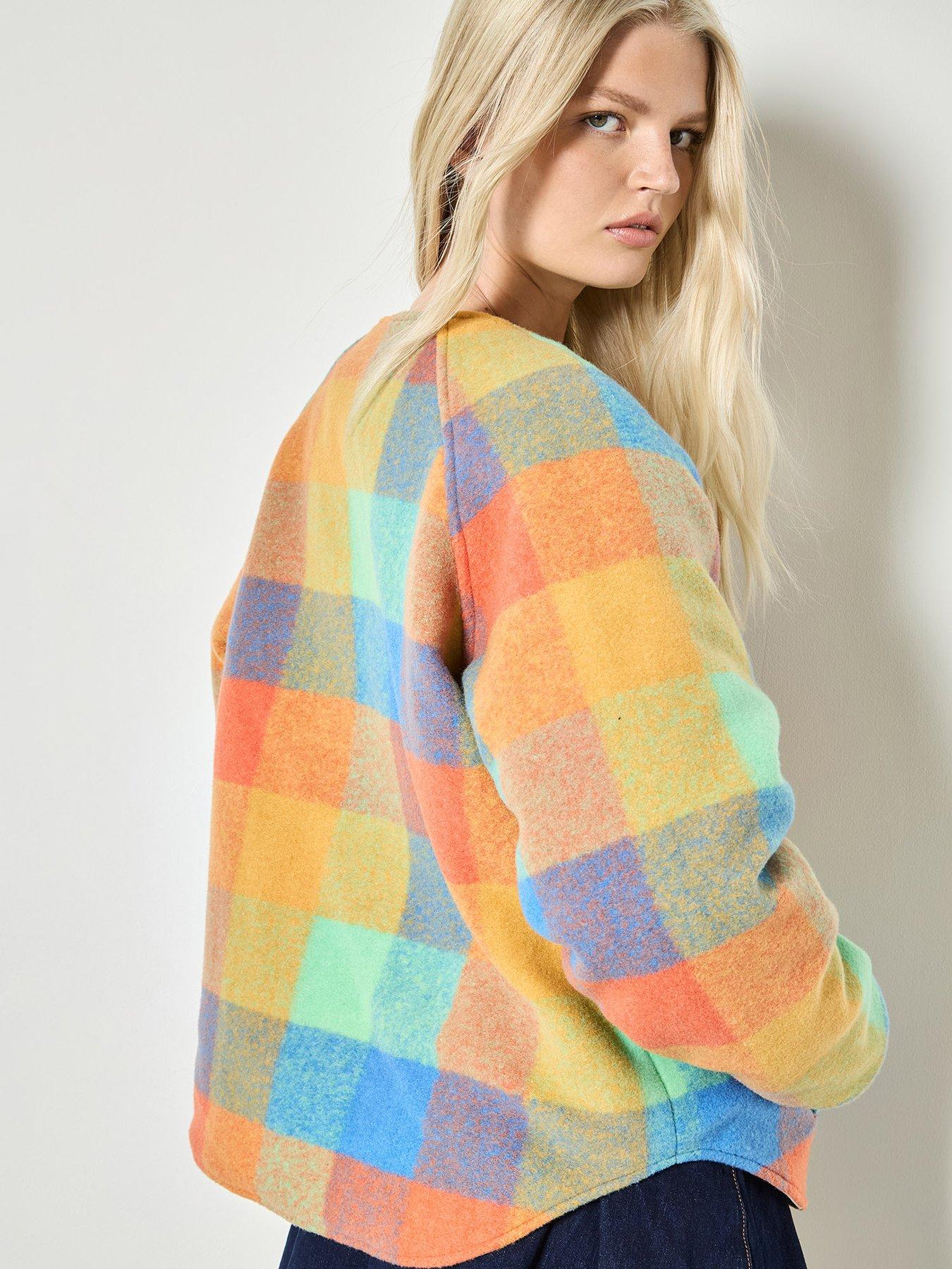 apricot-check-fleece-reversible-quilted-jacket-creamstillFront