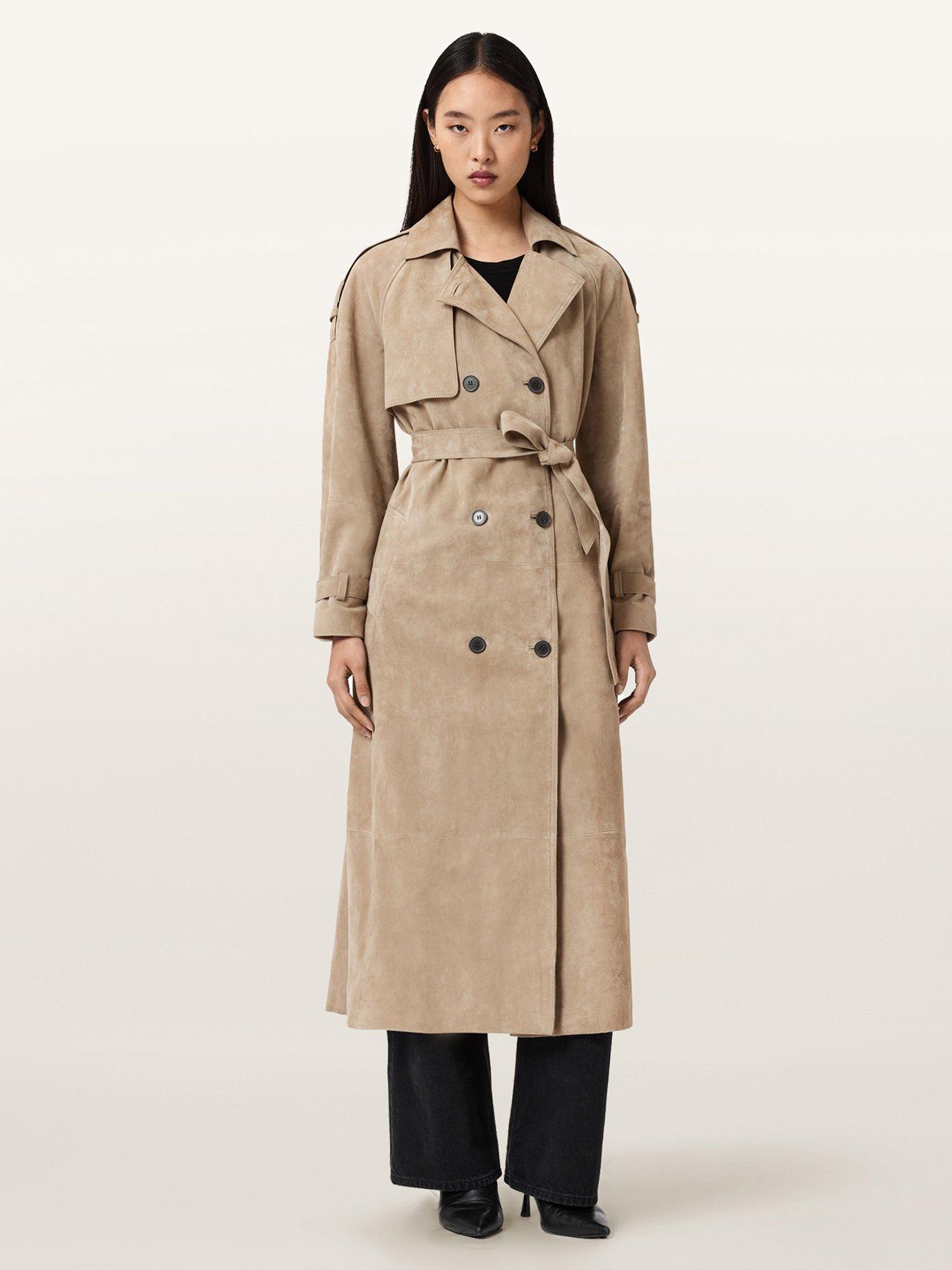AllSaints Reed Suede Trench Coat - Brown