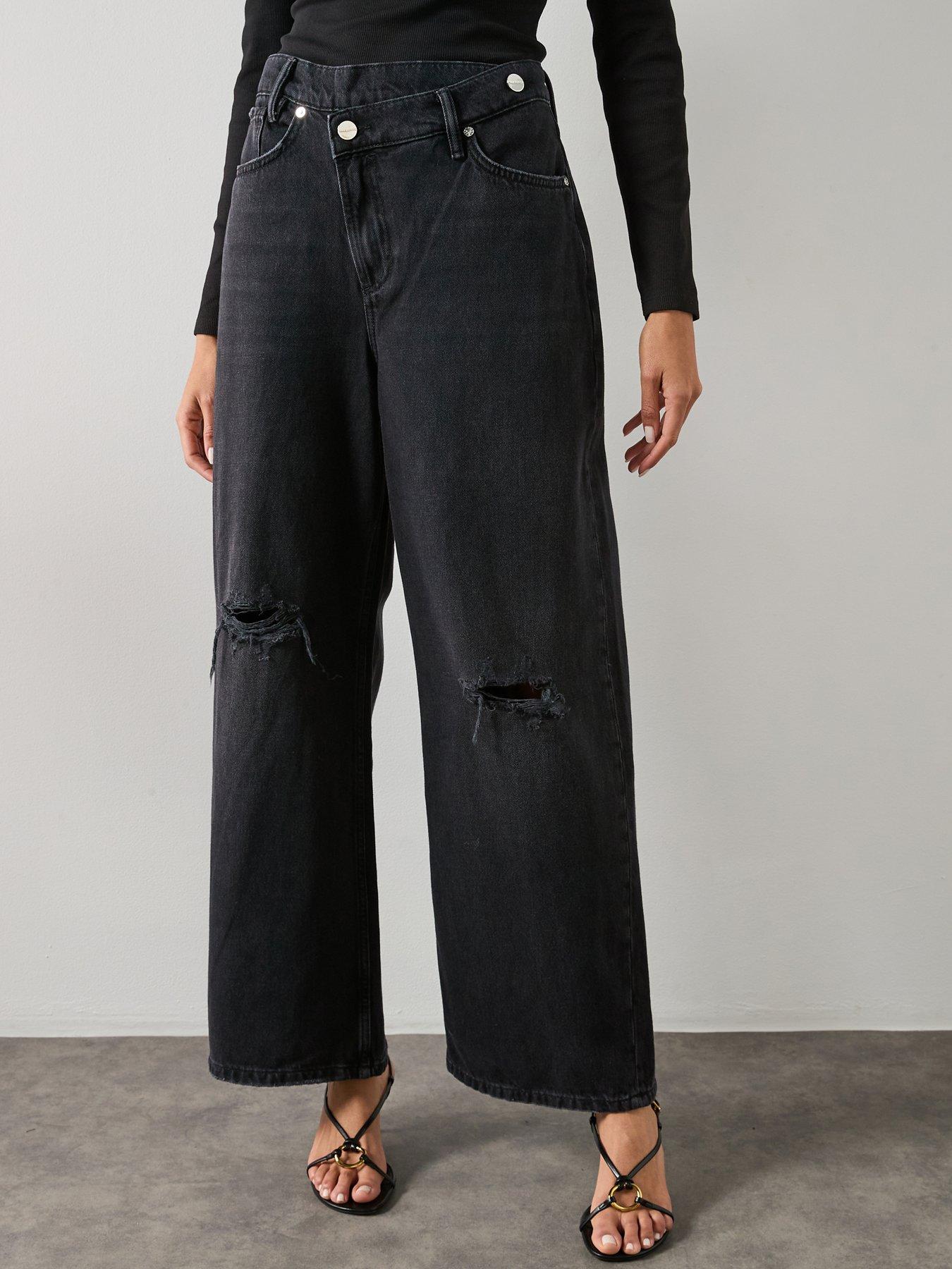allsaints-aki-crossover-waist-jeans-blackfront