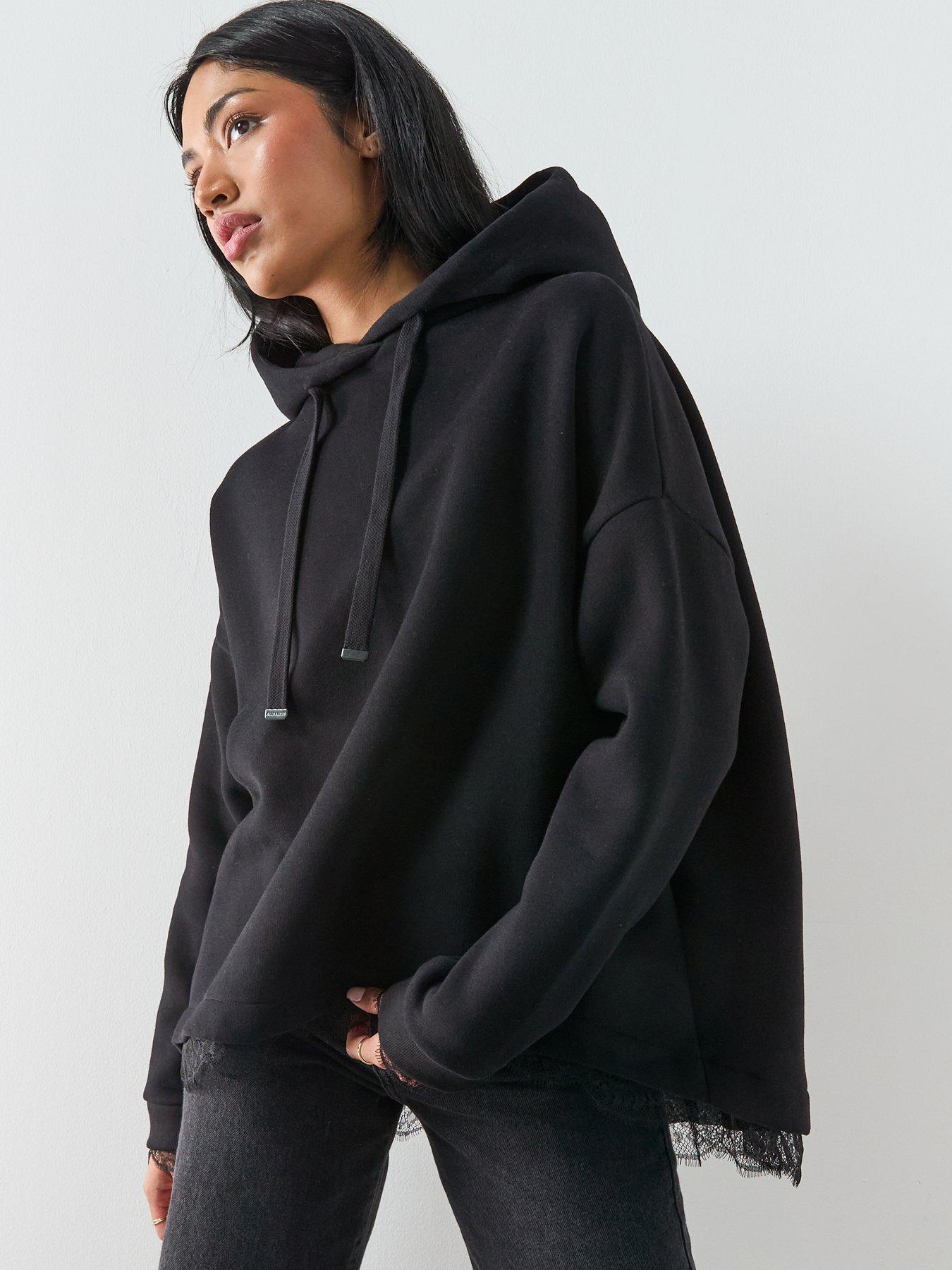 Image 2 of 6 of AllSaints Nia Lace Hoody - Black