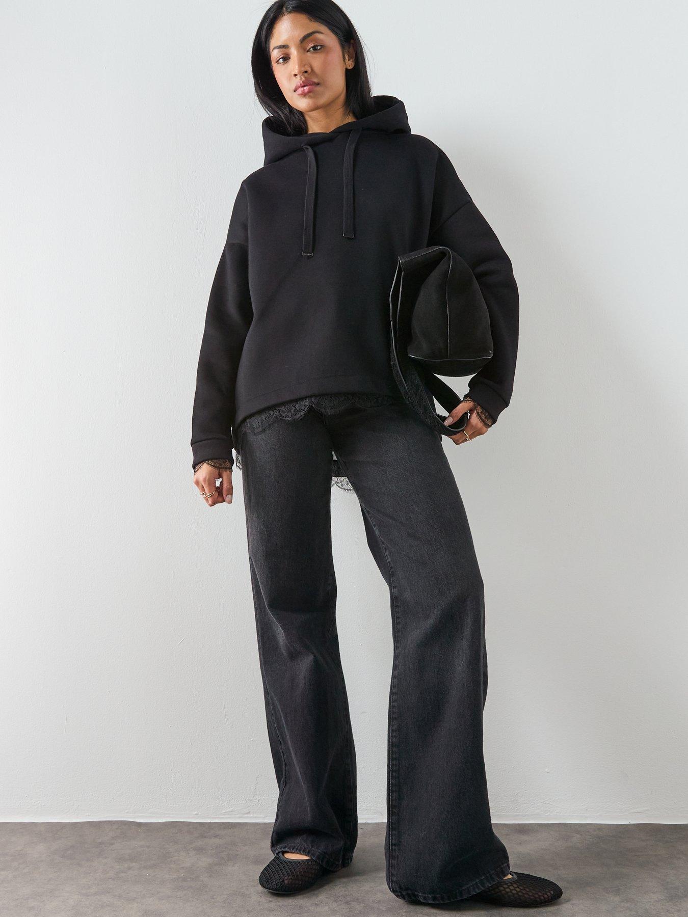 Image 3 of 6 of AllSaints Nia Lace Hoody - Black