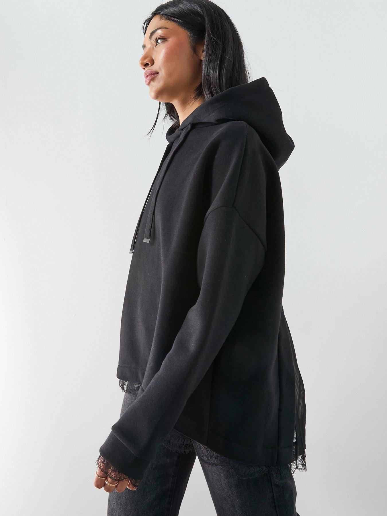 Image 6 of 6 of AllSaints Nia Lace Hoody - Black