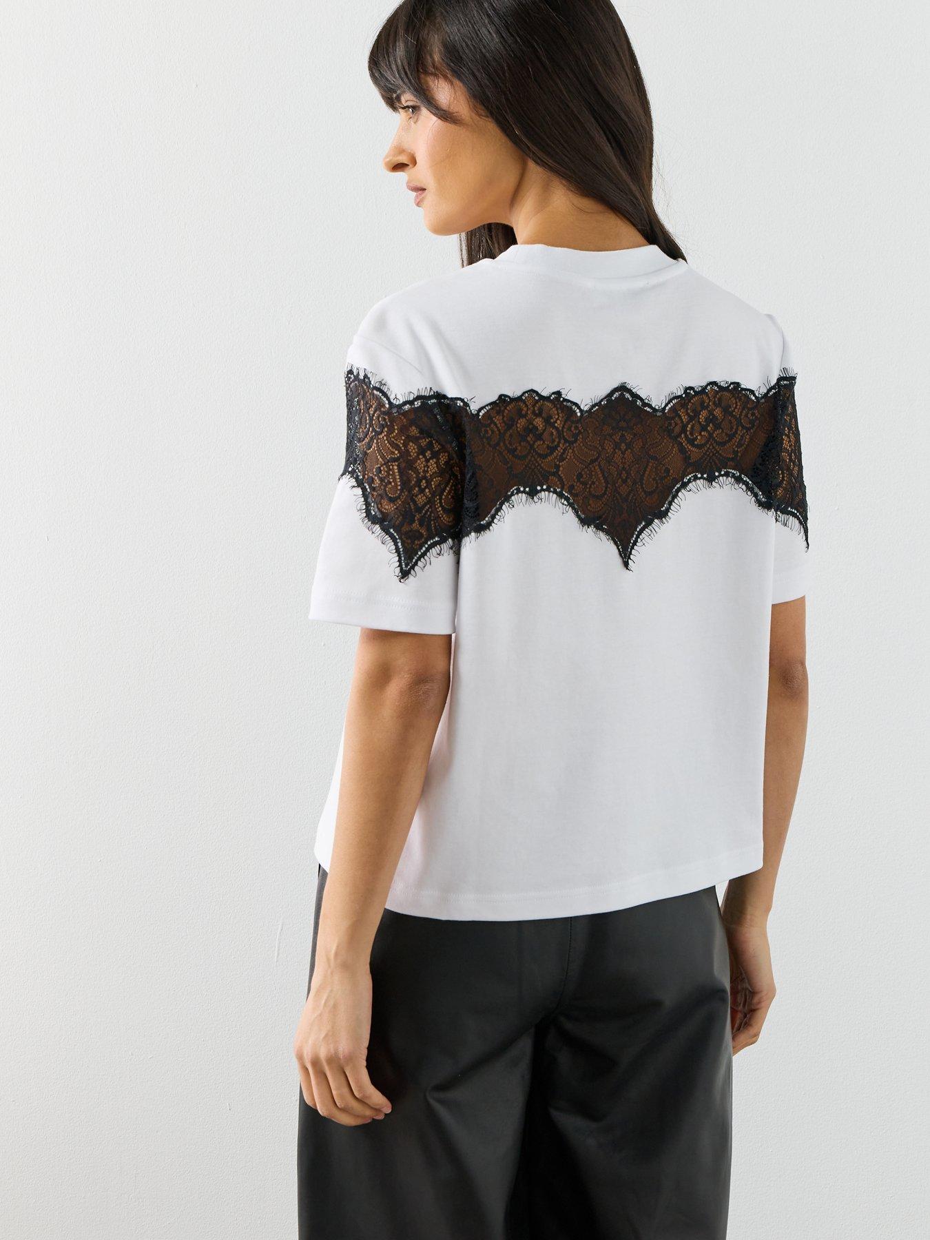 Image 4 of 6 of AllSaints Lisa Lace T-Shirt - White