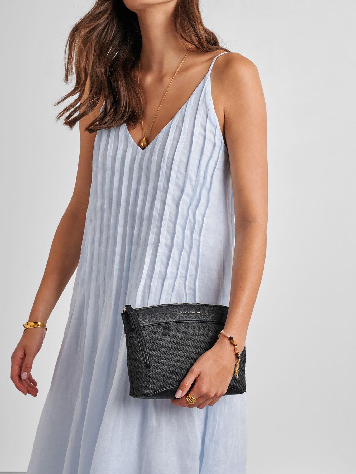 katie-loxton-wristlet-clutch-black-raffiafront