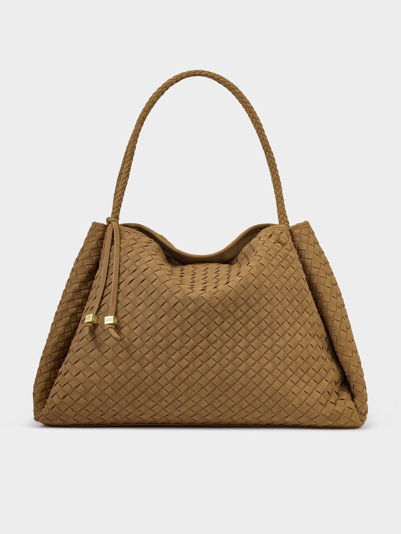 Image 2 of 6 of Katie Loxton Nova Hand Woven Large Shoulder Bag - Light Caramel Suedette